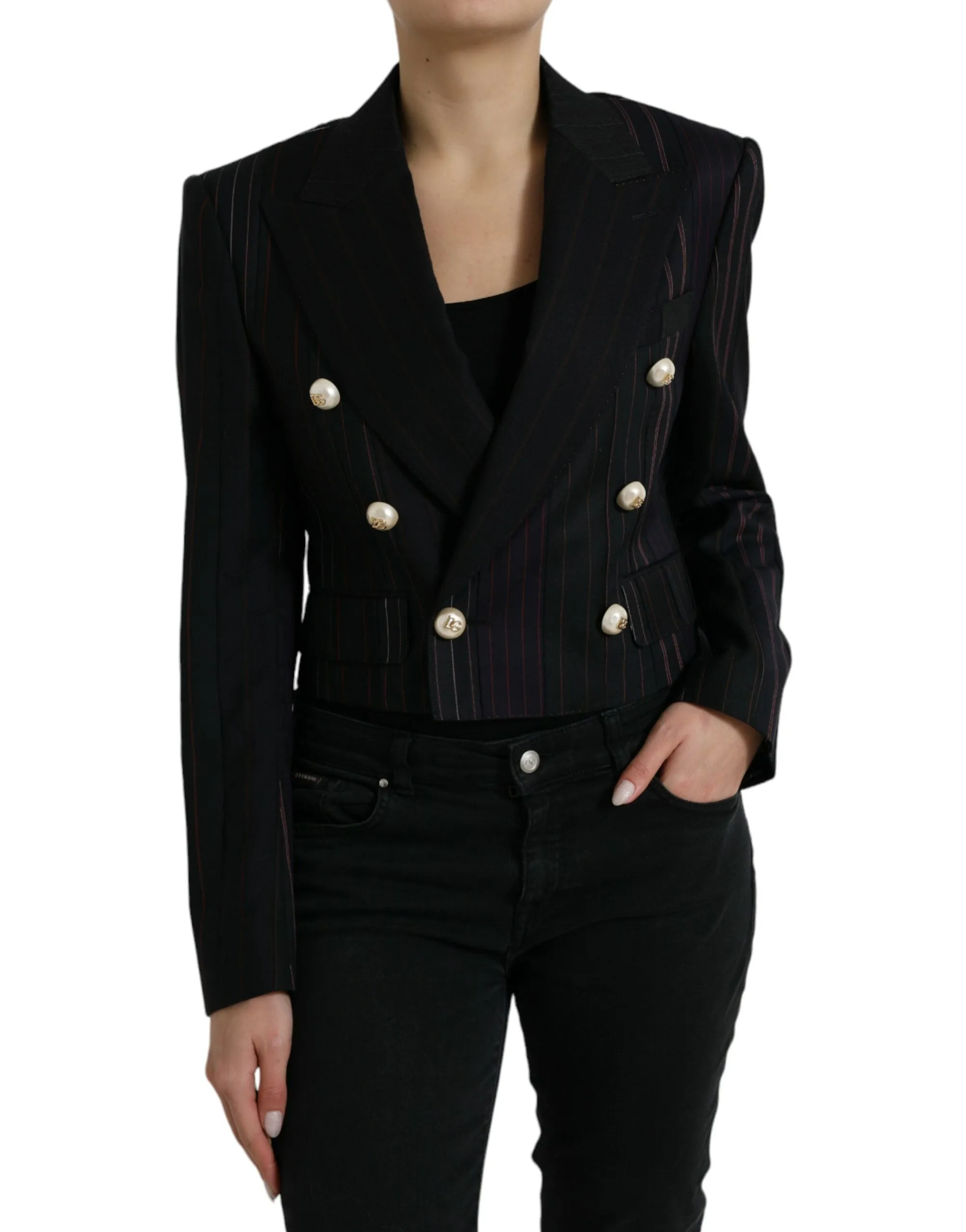 Black Striped SICILIA Double Breasted Jacket sold by Lord & Taylor