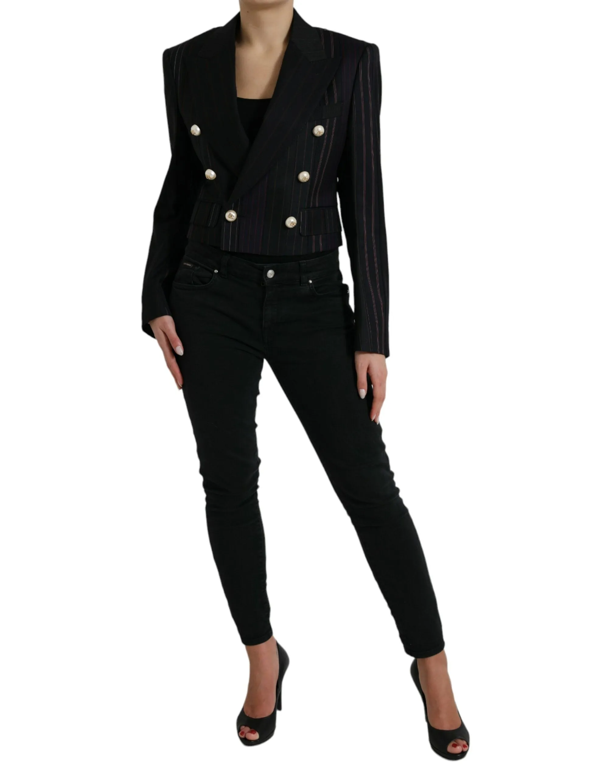 Black Striped SICILIA Double Breasted Jacket sold by Lord & Taylor product image thumbnail 2