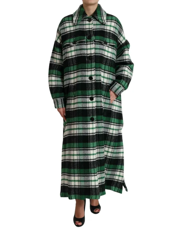 Green Plaid Long Sleeve Casual Coat Jacket sold by Lord & Taylor