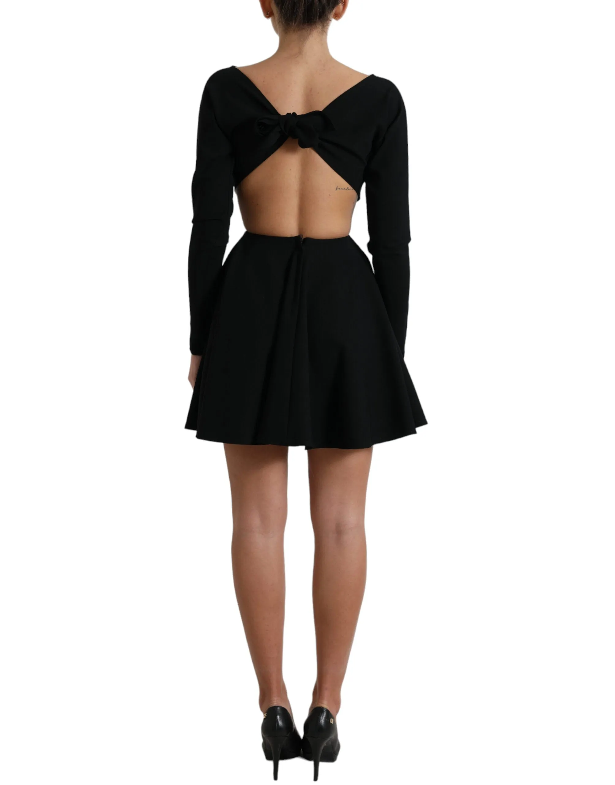 Black Viscose Cut Out A-line Long Sleeves Mini Dress sold by Lord & Taylor product image thumbnail 3