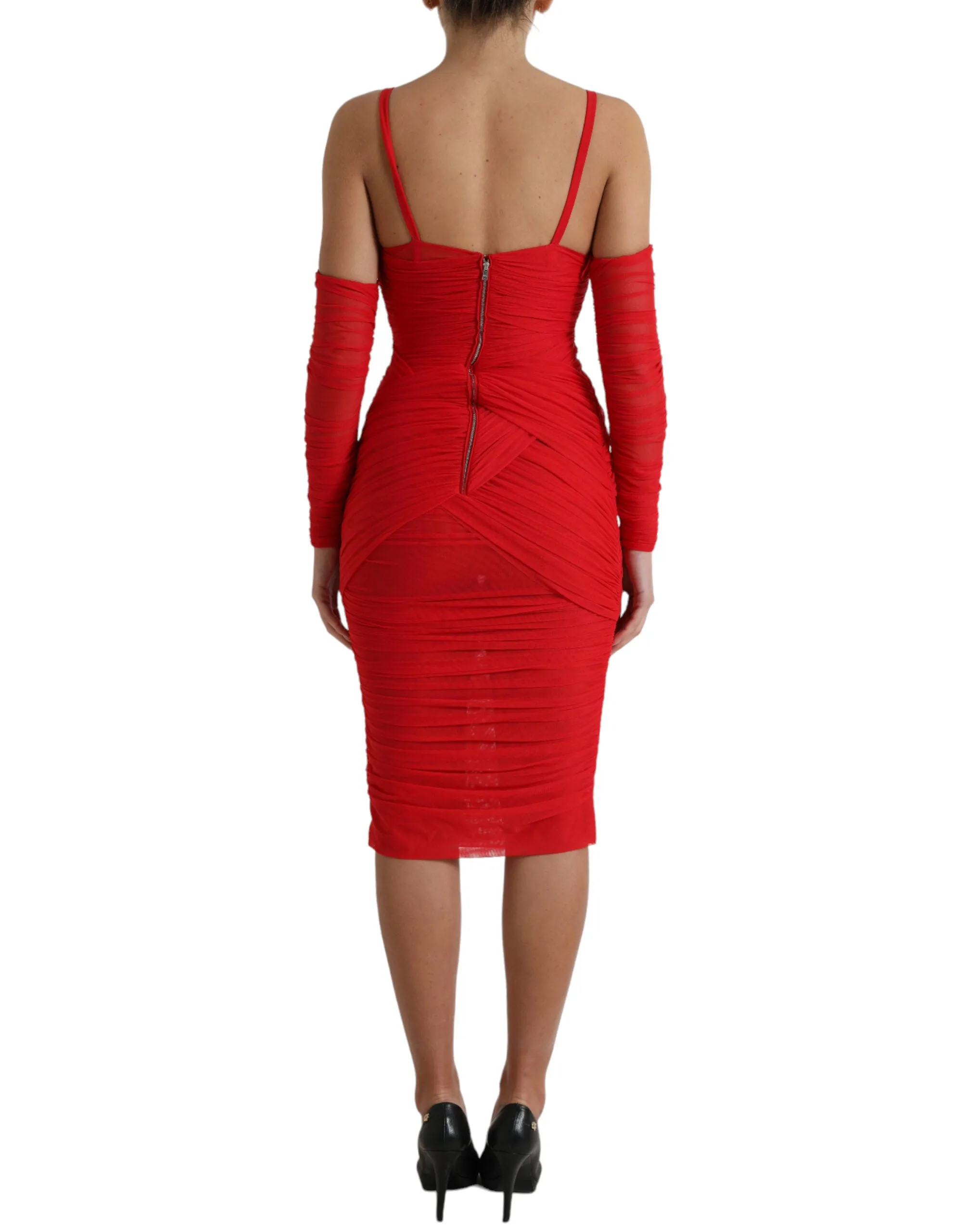 Red Nylon Stretch Cut Out Midi Dress sold by Lord & Taylor product image thumbnail 3