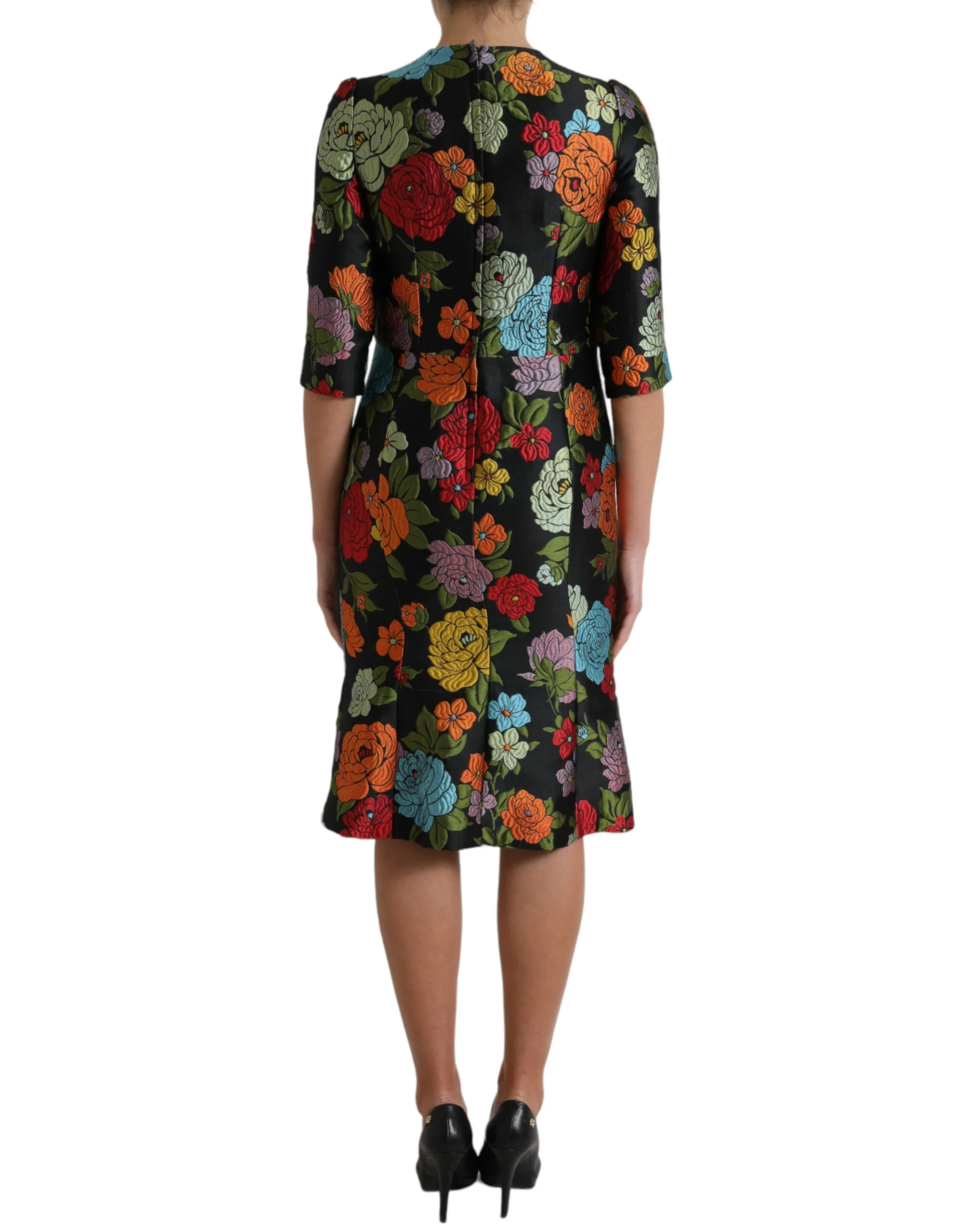 Black Floral Embroidery Knee Length Dress sold by Lord & Taylor product image thumbnail 5