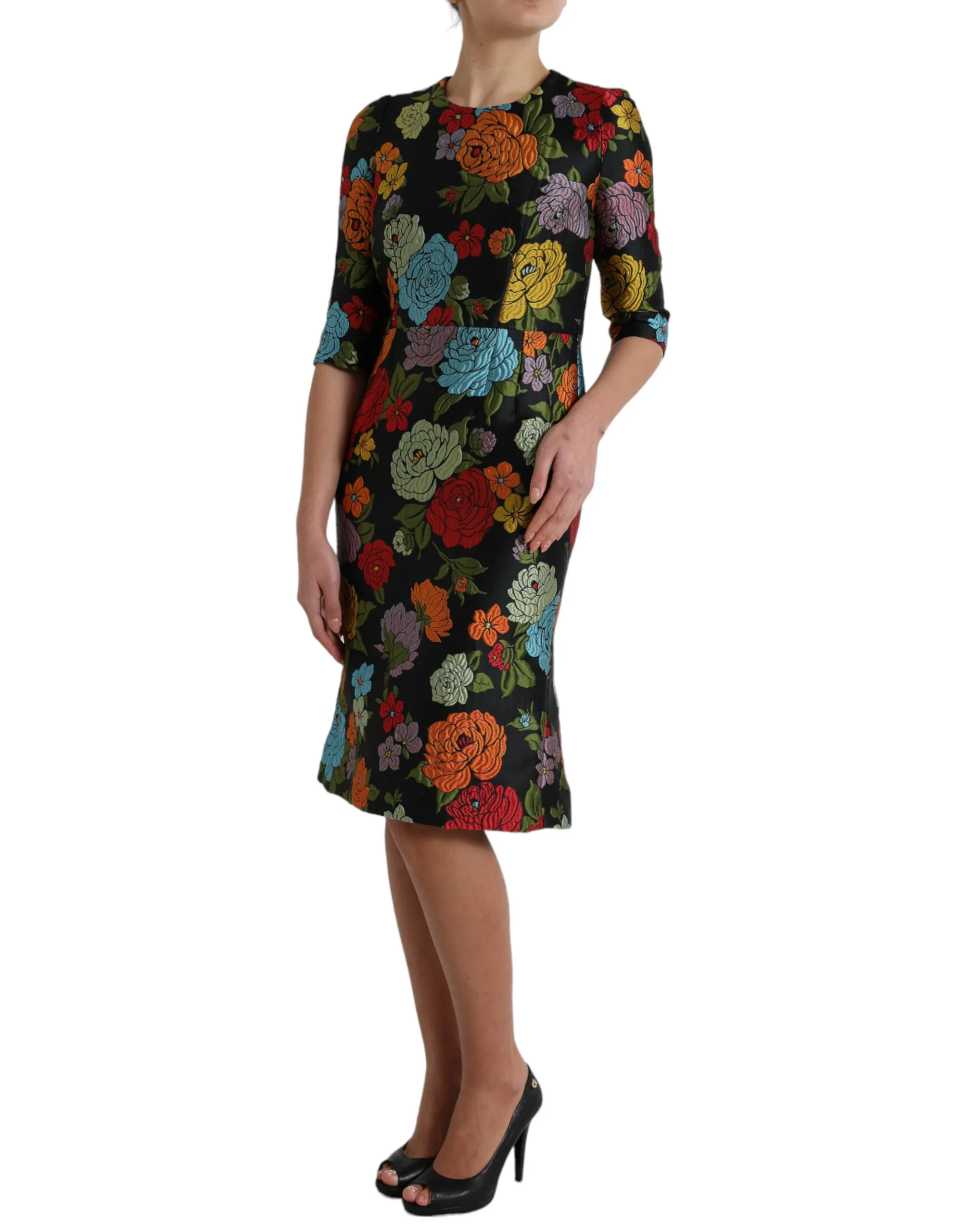 Black Floral Embroidery Knee Length Dress sold by Lord & Taylor product image thumbnail 2