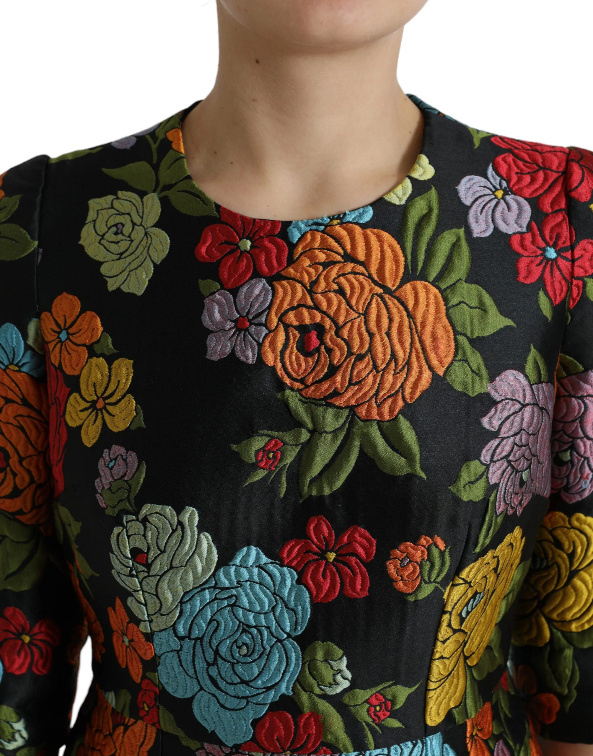 Black Floral Embroidery Knee Length Dress sold by Lord & Taylor product image thumbnail 3
