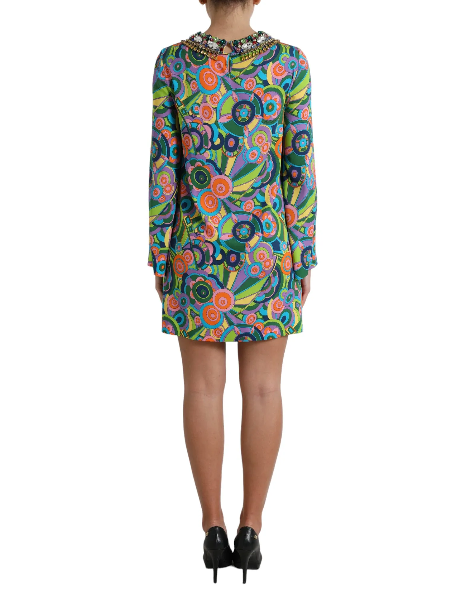 Multicolor Geometric Print Silk Crystals Midi Dress sold by Lord & Taylor product image thumbnail 3