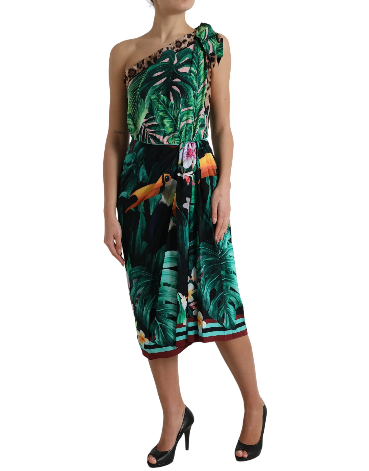 Green Tropical Jungle Print One Shoulder Midi Dress sold by Lord & Taylor product image thumbnail 2
