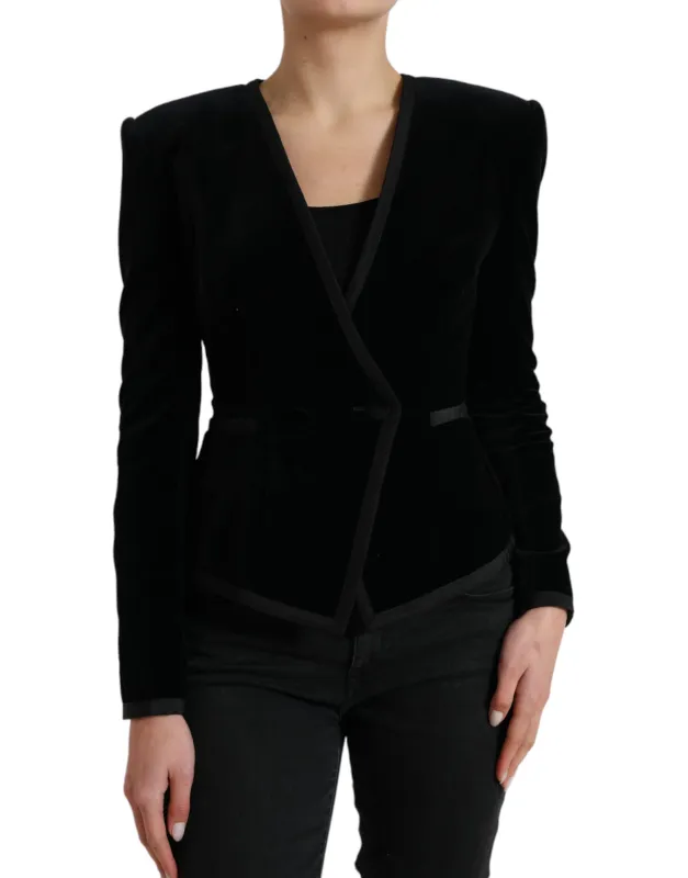 Black Velvet Cotton Double Breasted Jacket sold by Lord & Taylor
