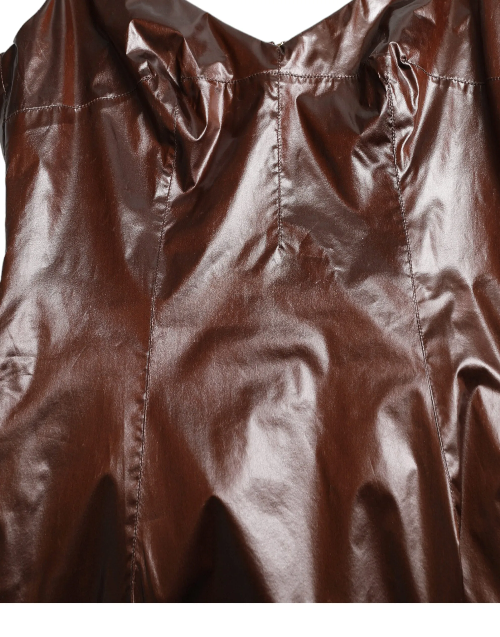 Brown Shiny Silk Sheath Sleeveless Bodycon Midi Dress sold by Lord & Taylor product image thumbnail 5