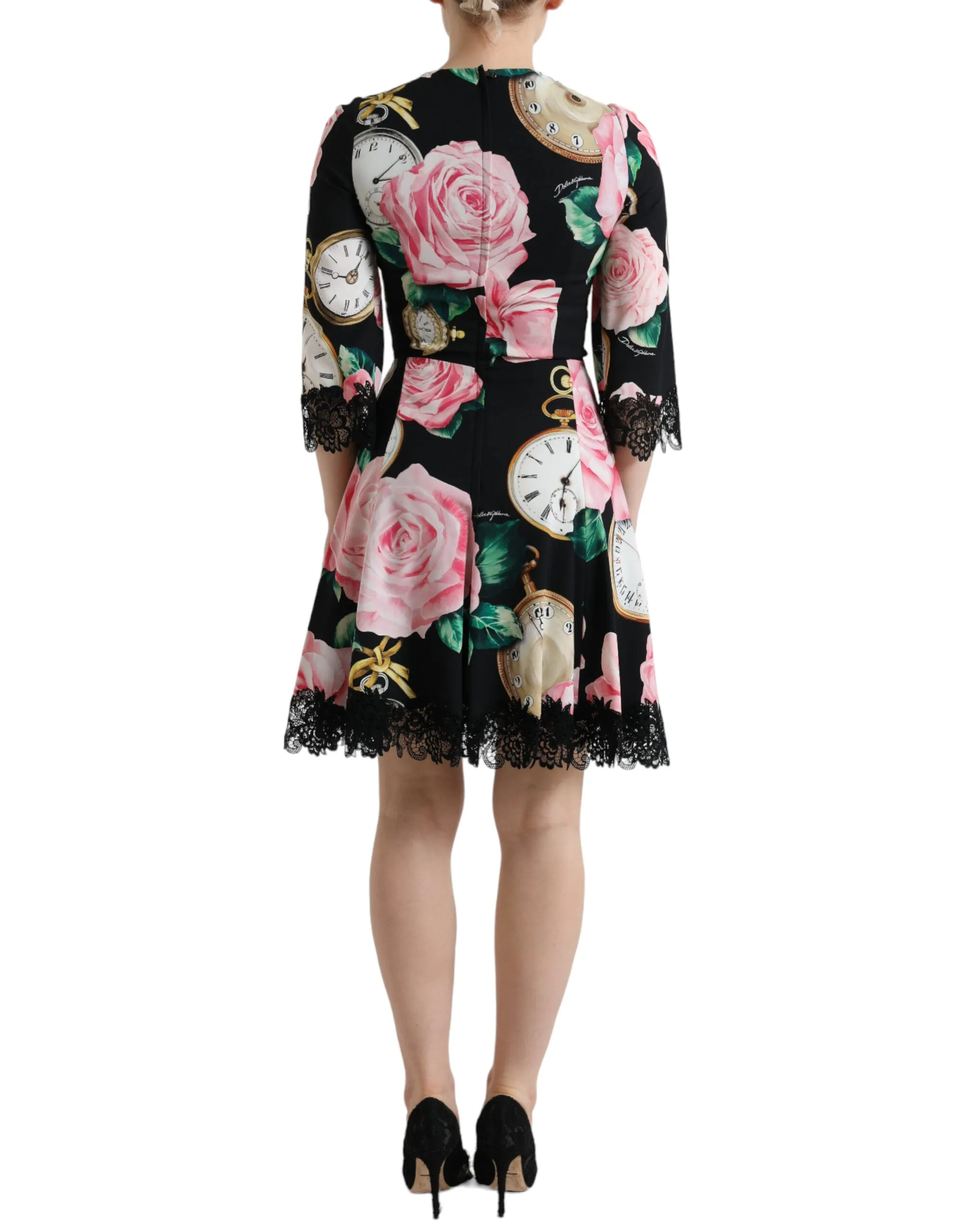 Black Floral Embellished Lace A-line Dress sold by Lord & Taylor product image thumbnail 3