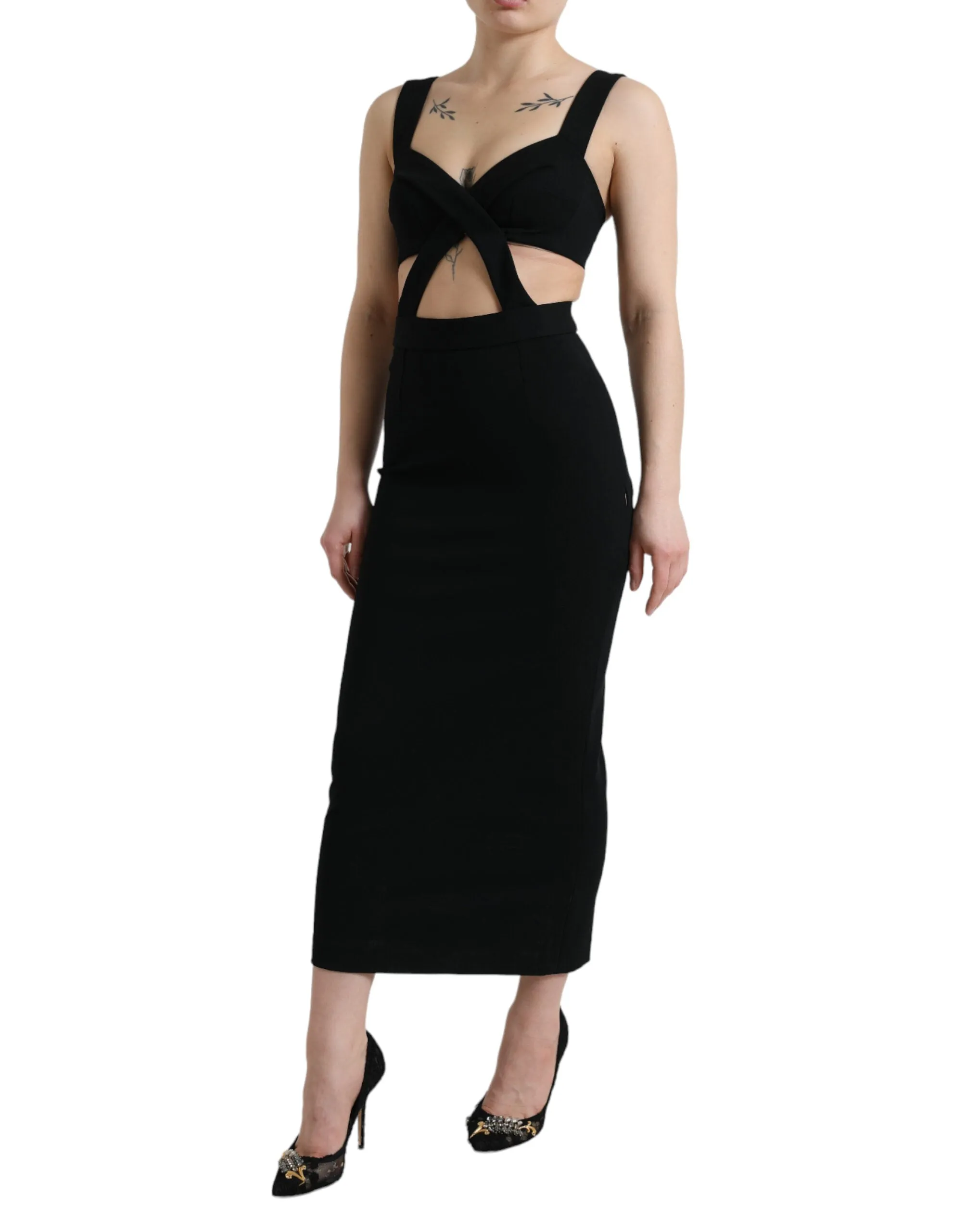 Black Cut Out Sleeveless Bodycon Midi Dress sold by Lord & Taylor product image thumbnail 2