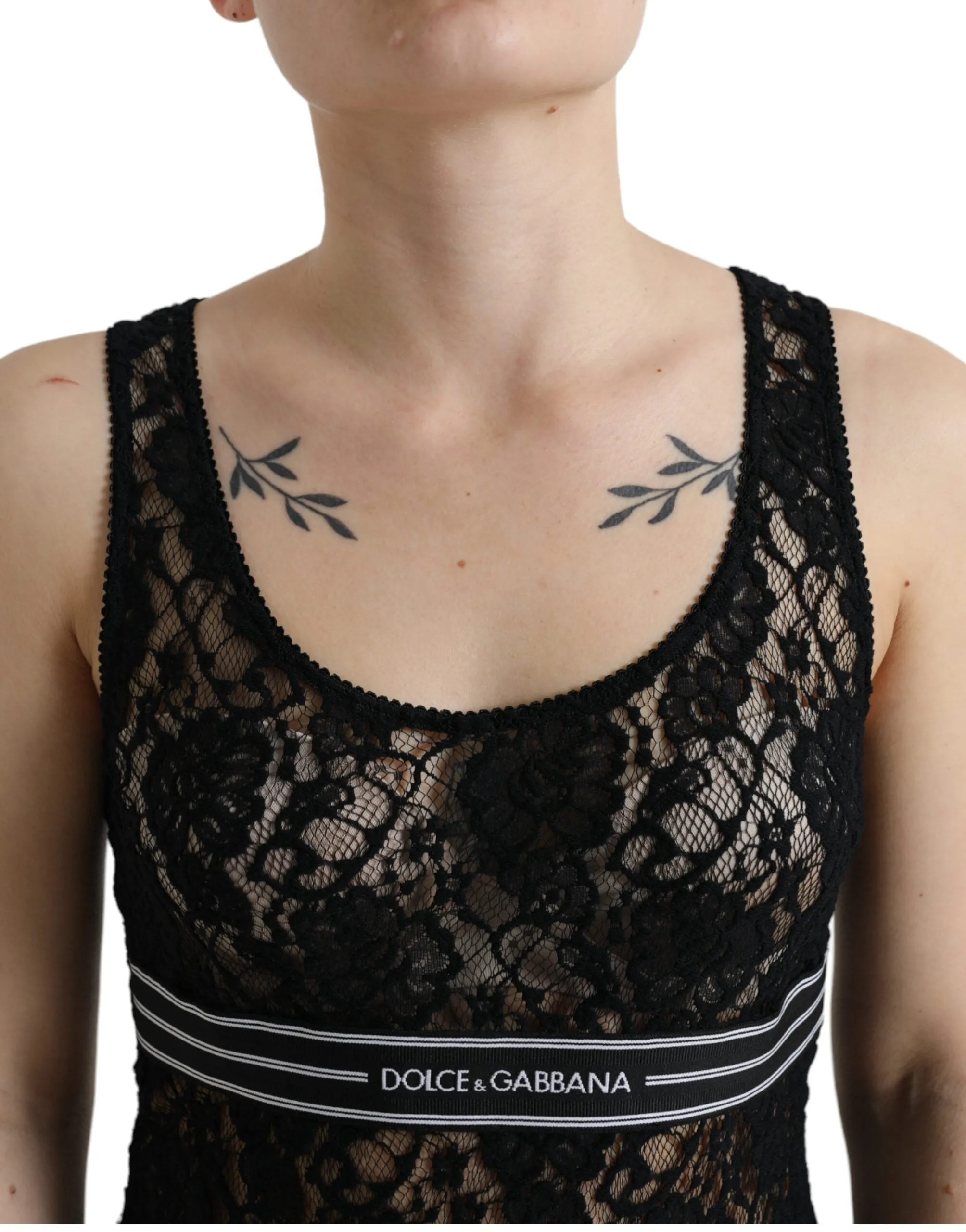 Black Logo Stripe Lace Sleeveless Tank Top sold by Lord & Taylor product image thumbnail 4