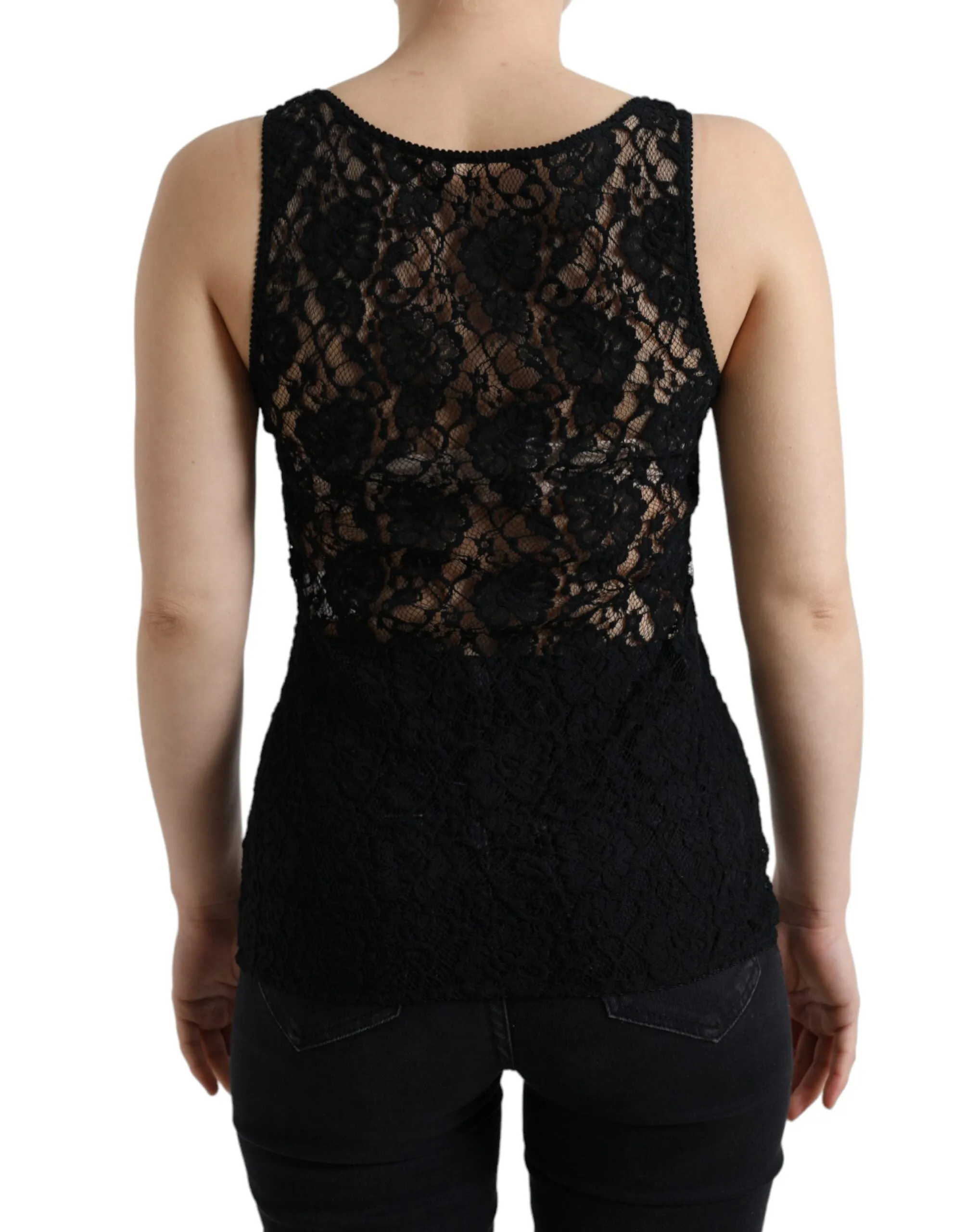 Black Logo Stripe Lace Sleeveless Tank Top sold by Lord & Taylor product image thumbnail 3