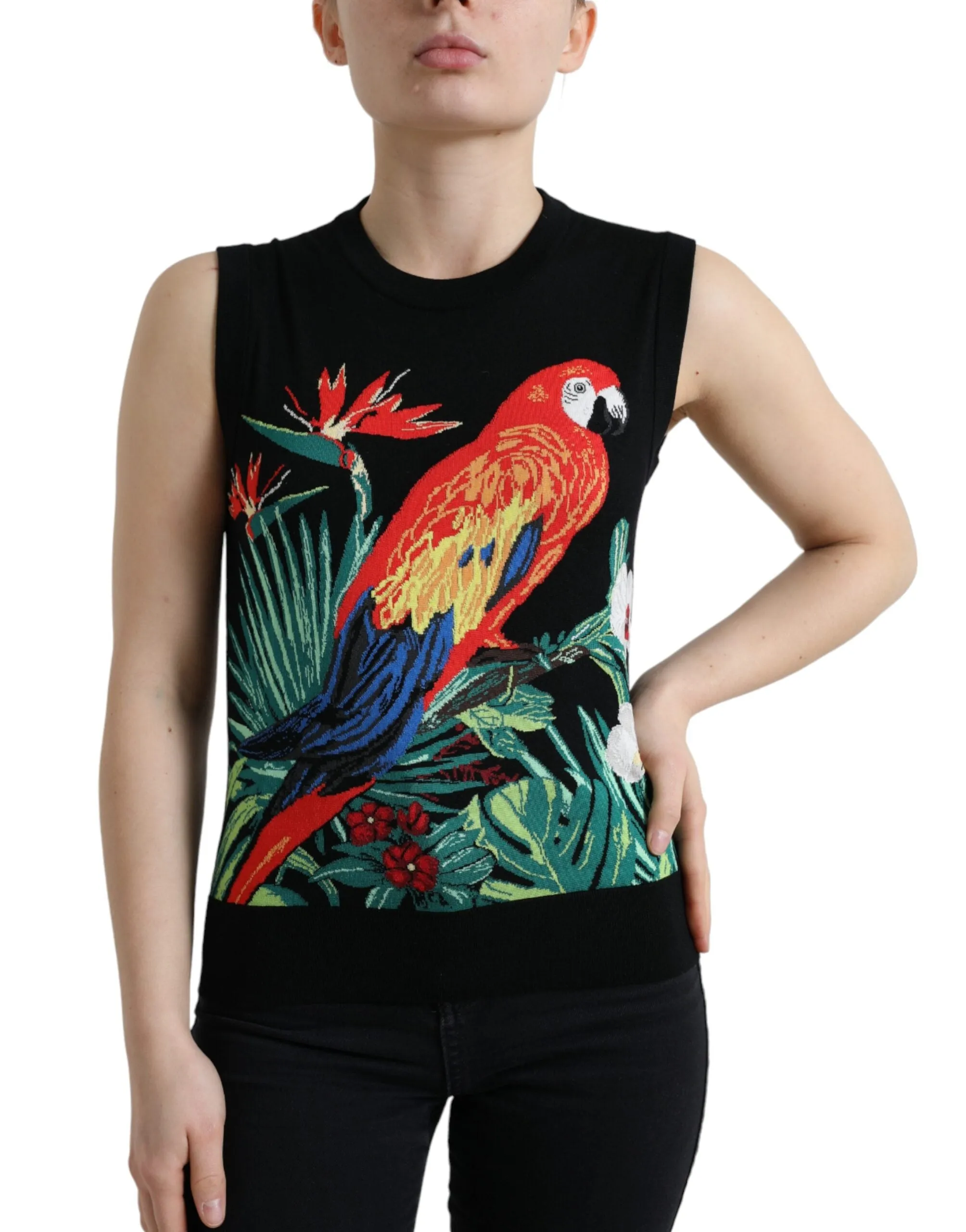 Black Bird Wool Knit Sleeveless Tank T-shirt sold by Lord & Taylor