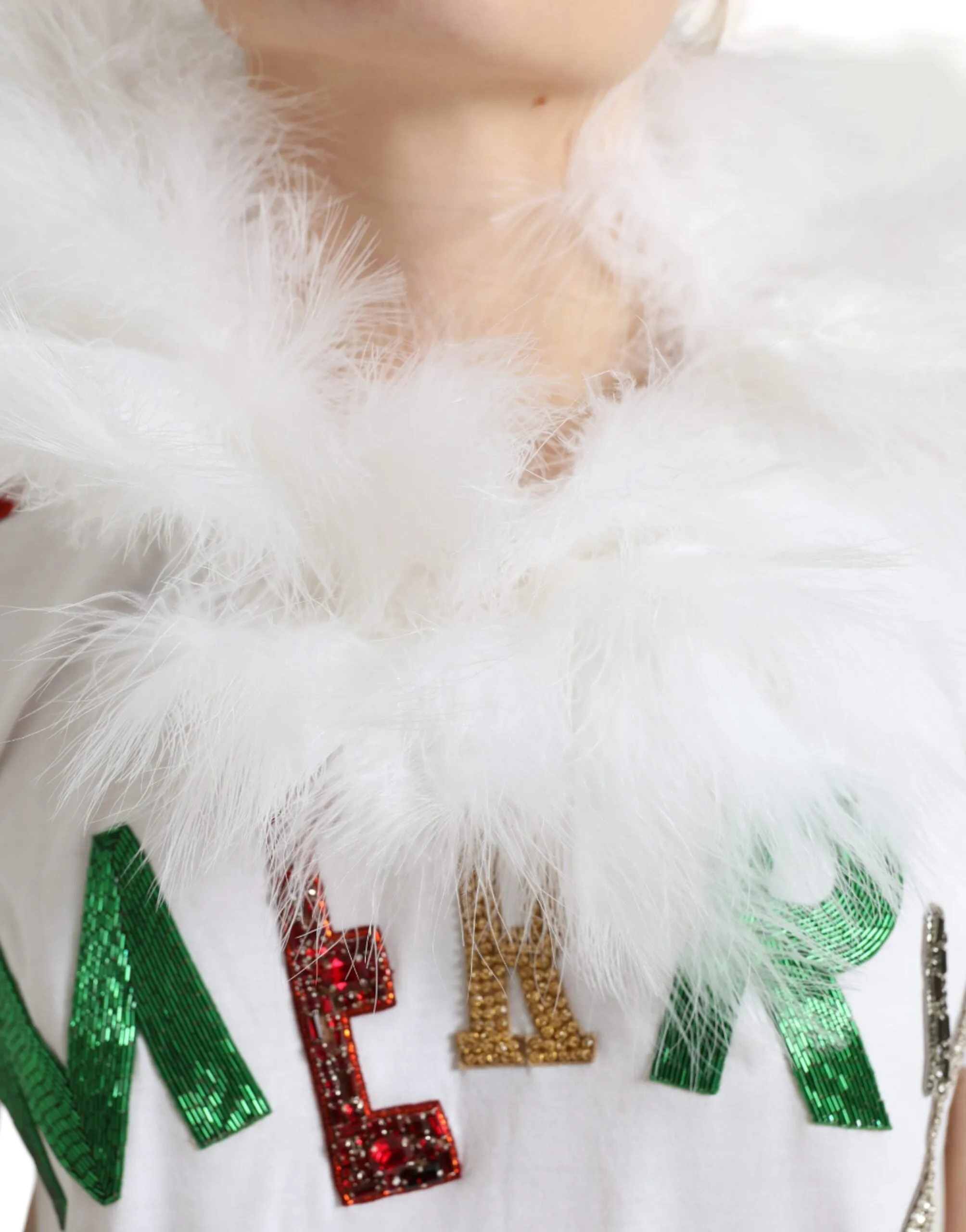 White Cotton Christmas Sequin Fur T-shirt sold by Lord & Taylor product image thumbnail 4