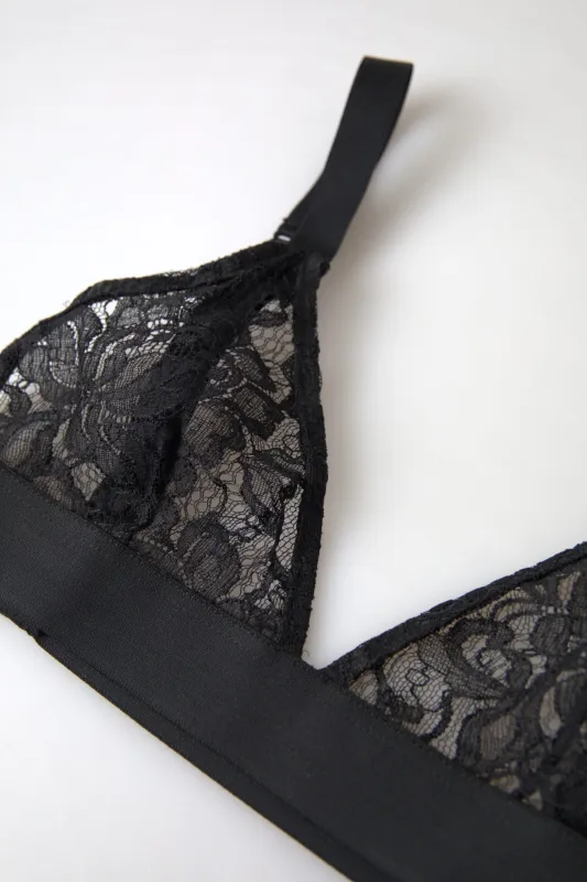 Black Floral Lace Nylon Stretch Bra Underwear sold by Lord & Taylor