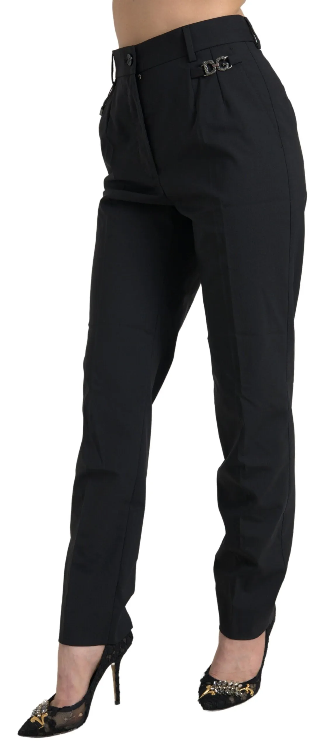 Black Wool High Waist Tapered Pants sold by Lord & Taylor product image thumbnail 2