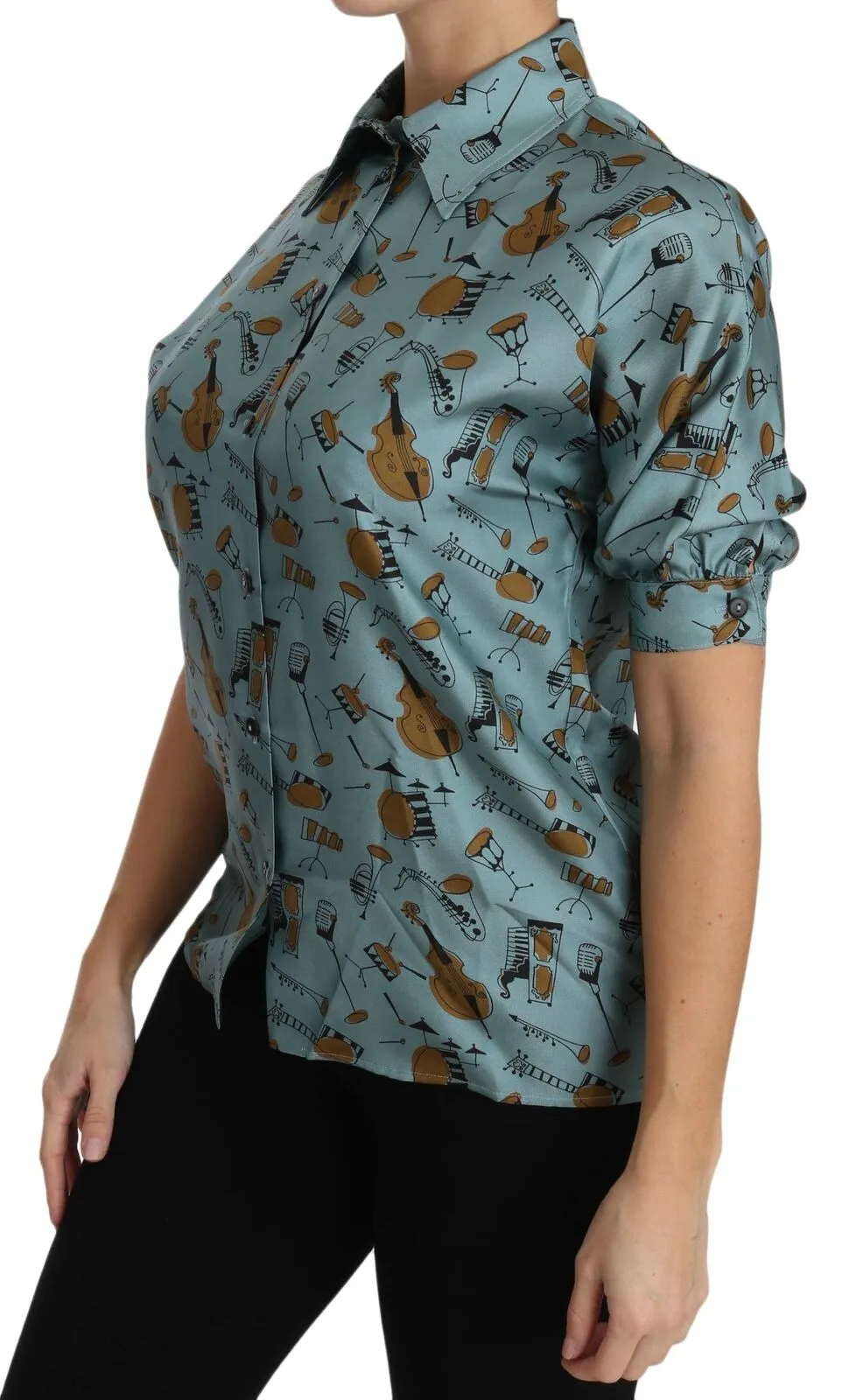 Multicolor Musical Instruments Silk Short sleeve Shirt sold by Lord & Taylor product image thumbnail 4