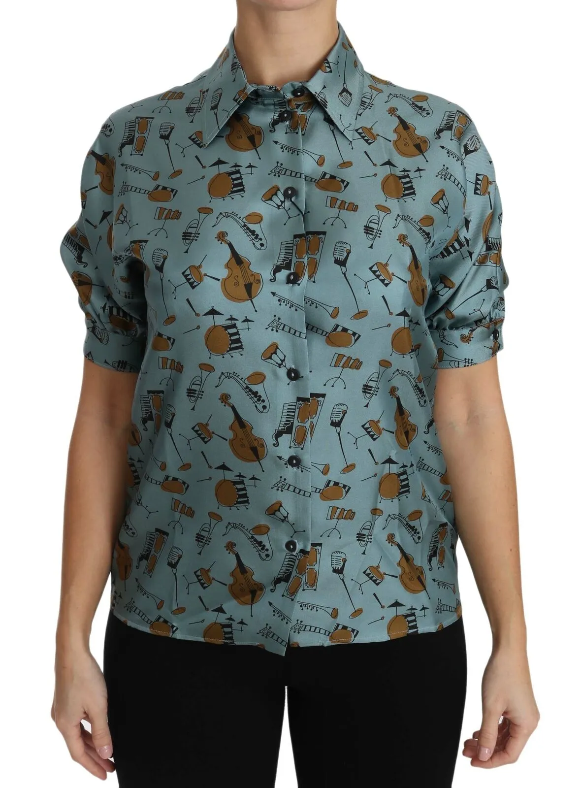 Multicolor Musical Instruments Silk Short sleeve Shirt sold by Lord & Taylor