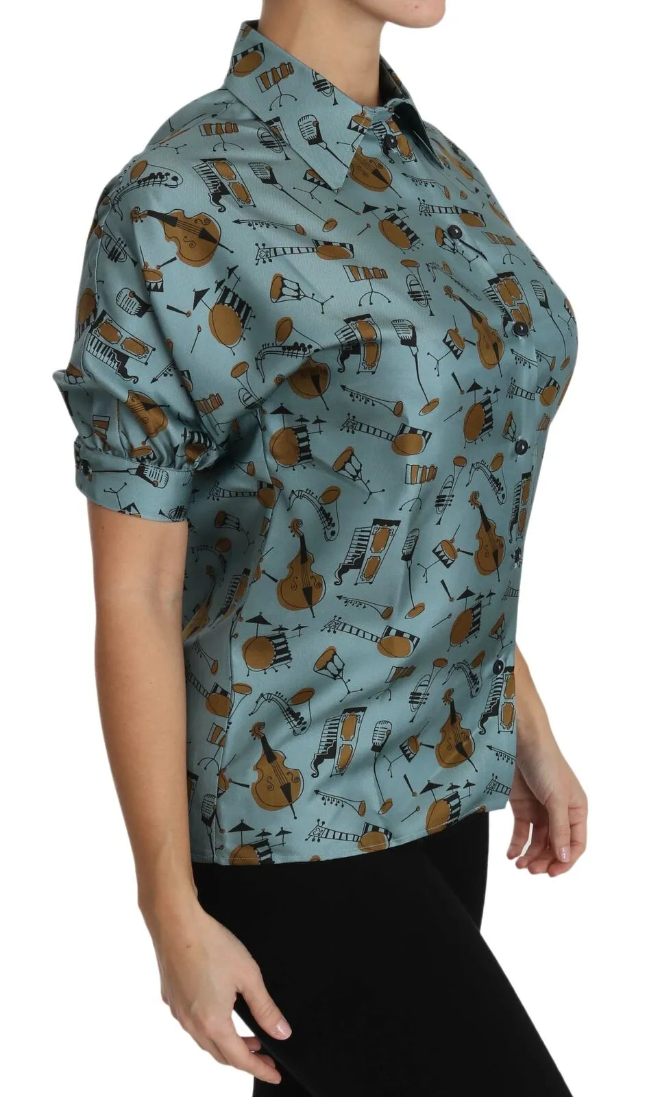 Multicolor Musical Instruments Silk Short sleeve Shirt sold by Lord & Taylor product image thumbnail 3