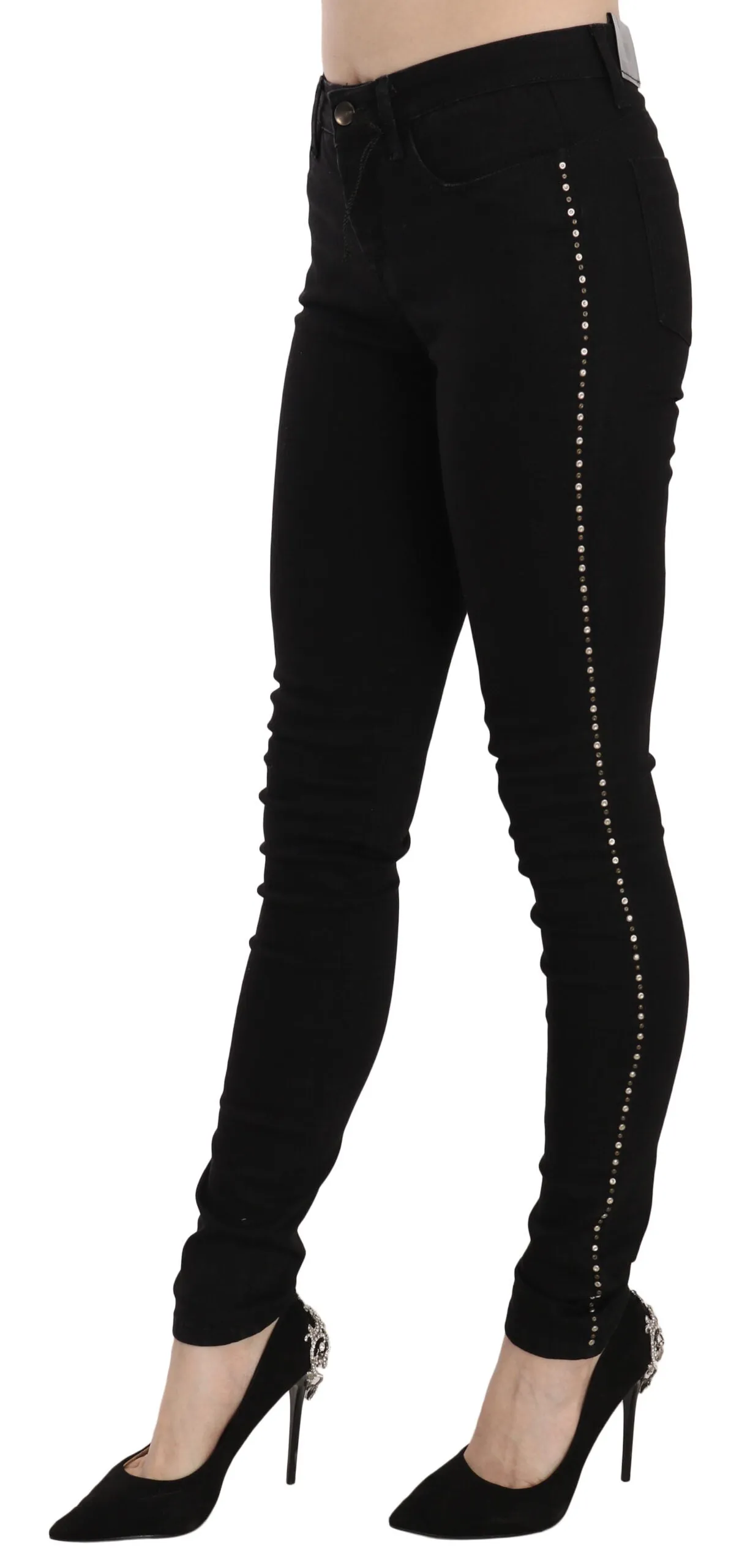 Black Embellished Mid Waist Skinny Denim Jeans sold by Lord & Taylor product image thumbnail 3
