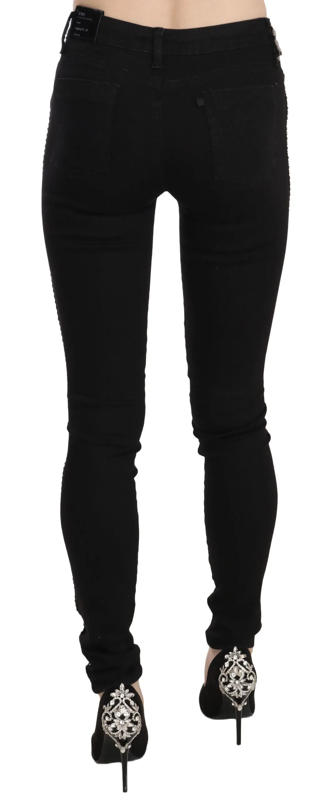Black Embellished Mid Waist Skinny Denim Jeans sold by Lord & Taylor product image thumbnail 4