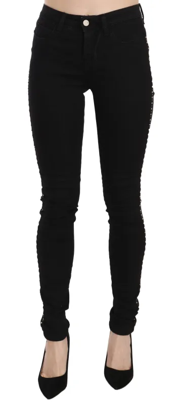 Black Embellished Mid Waist Skinny Denim Jeans sold by Lord & Taylor