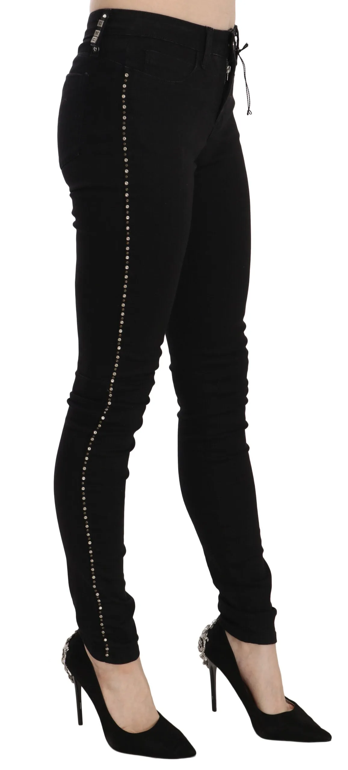 Black Embellished Mid Waist Skinny Denim Jeans sold by Lord & Taylor product image thumbnail 2