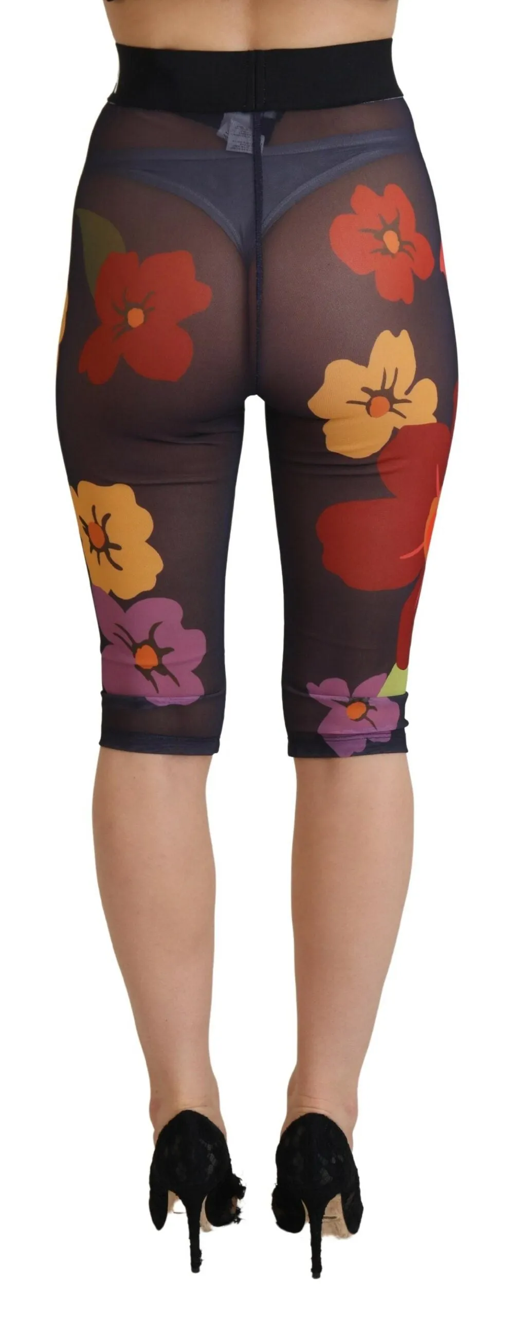 Black Floral Leggings Stretch Waist Pants sold by Lord & Taylor product image thumbnail 3