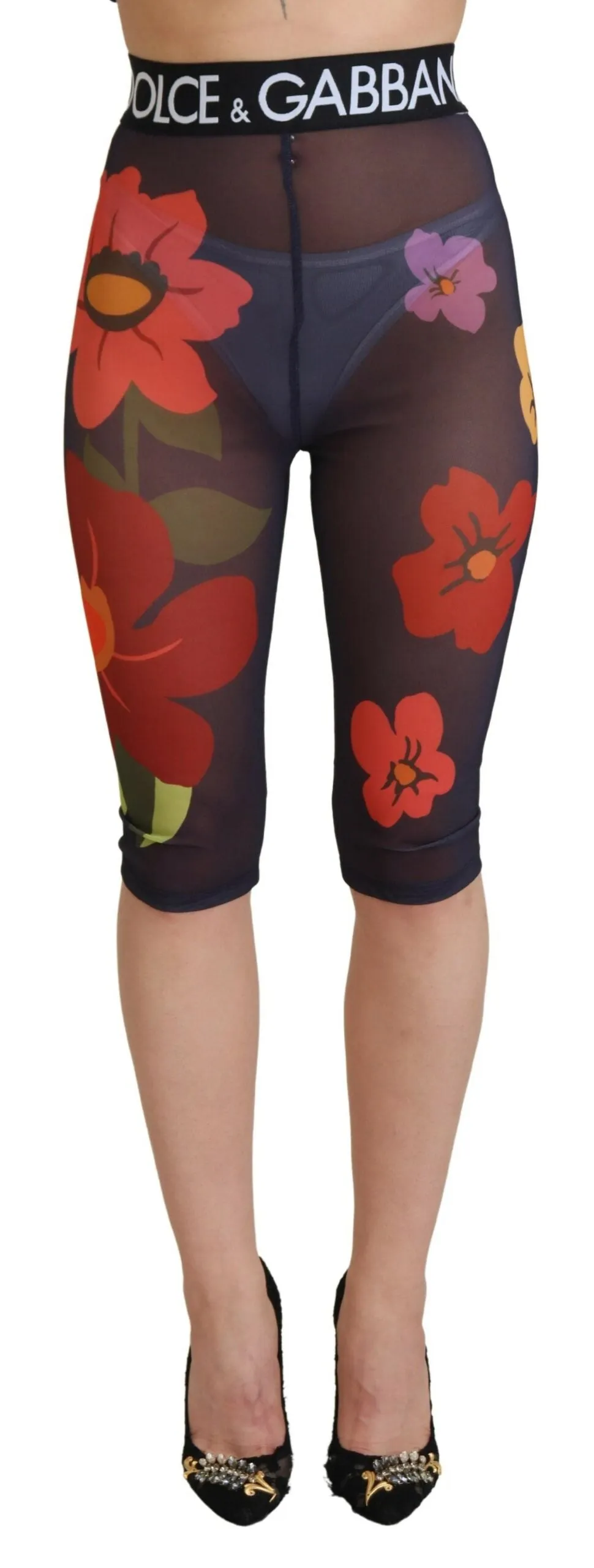 Black Floral Leggings Stretch Waist Pants sold by Lord & Taylor