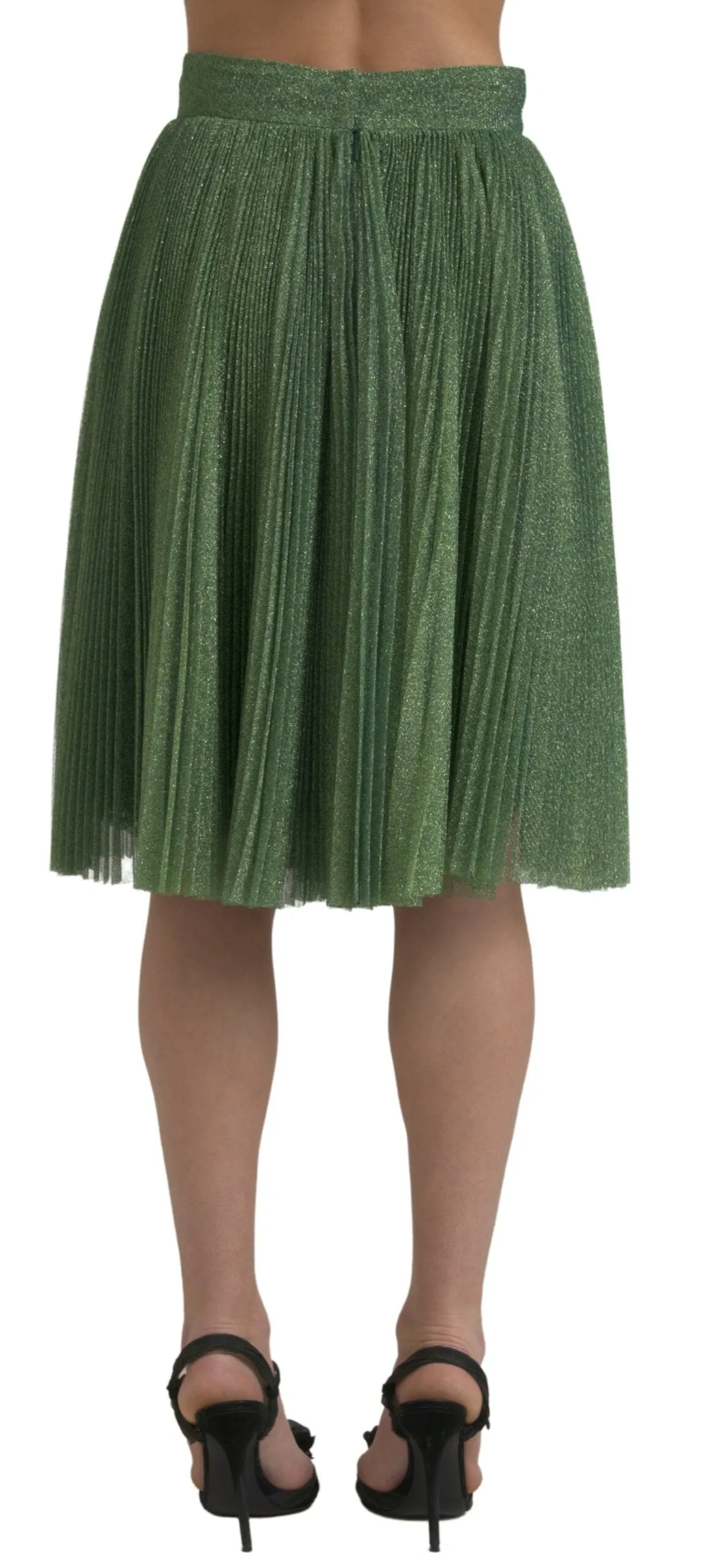 Metallic Green High Waist A-line Pleated Skirt sold by Lord & Taylor product image thumbnail 3