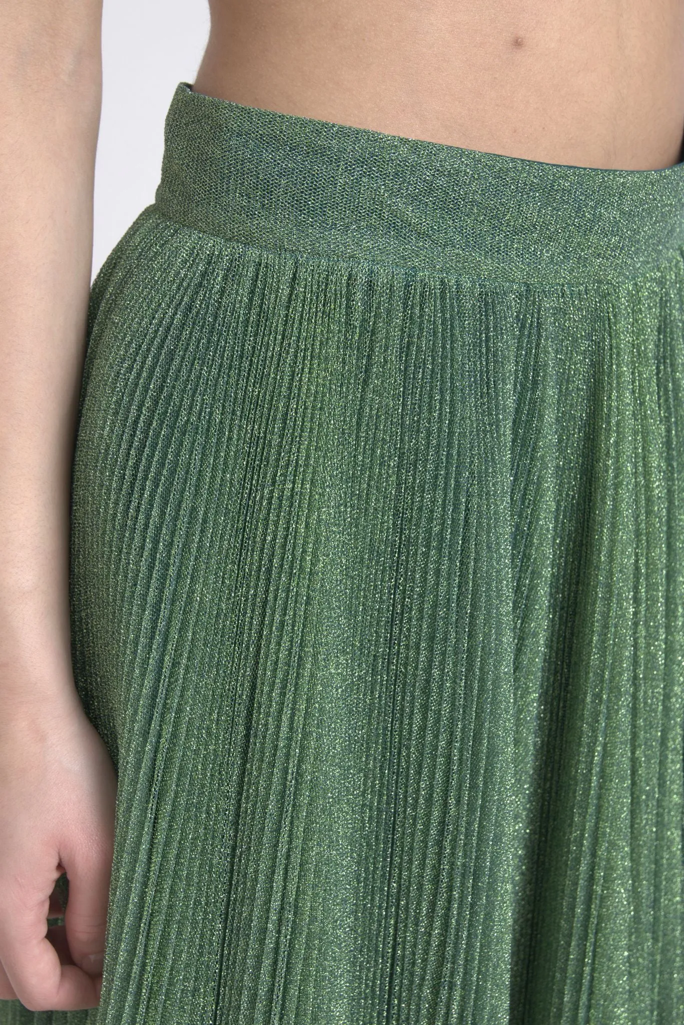 Metallic Green High Waist A-line Pleated Skirt sold by Lord & Taylor product image thumbnail 5