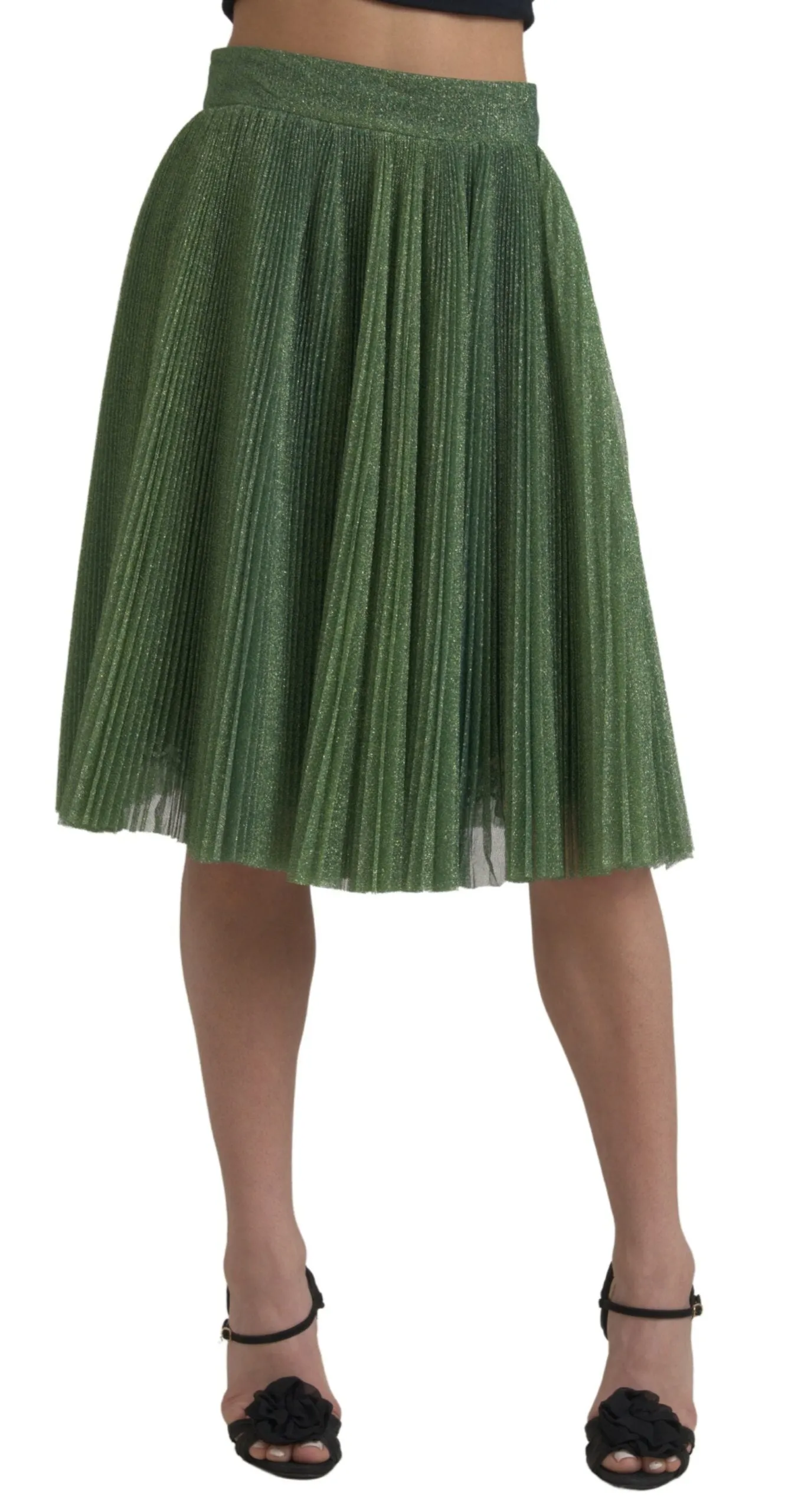 Metallic Green High Waist A-line Pleated Skirt sold by Lord & Taylor product image thumbnail 2