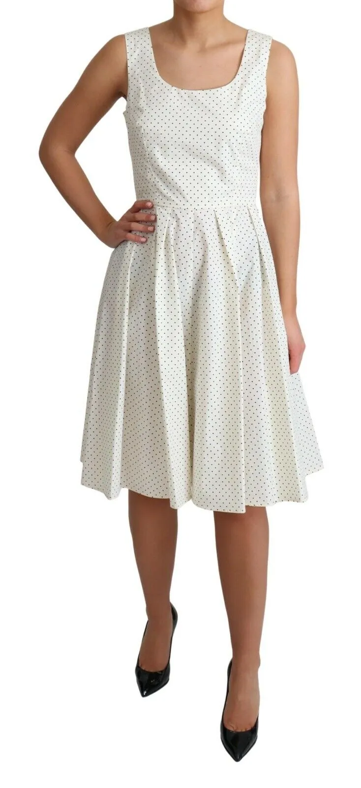 White Polka Dotted Cotton A-Line Dress sold by Lord & Taylor product image thumbnail 2