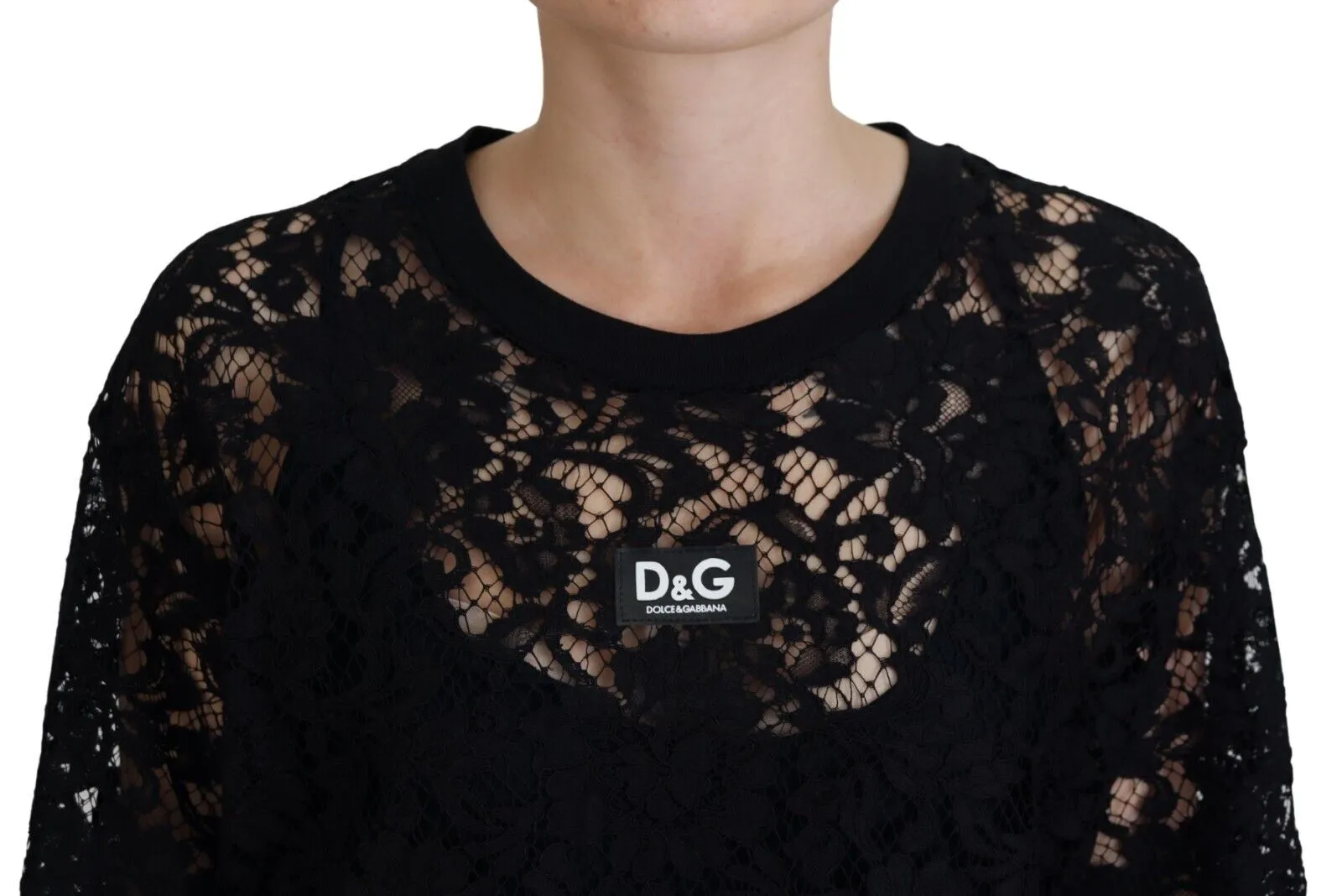 Black Floral Lace Cotton Shift Mini Dress sold by Lord & Taylor product image thumbnail 4