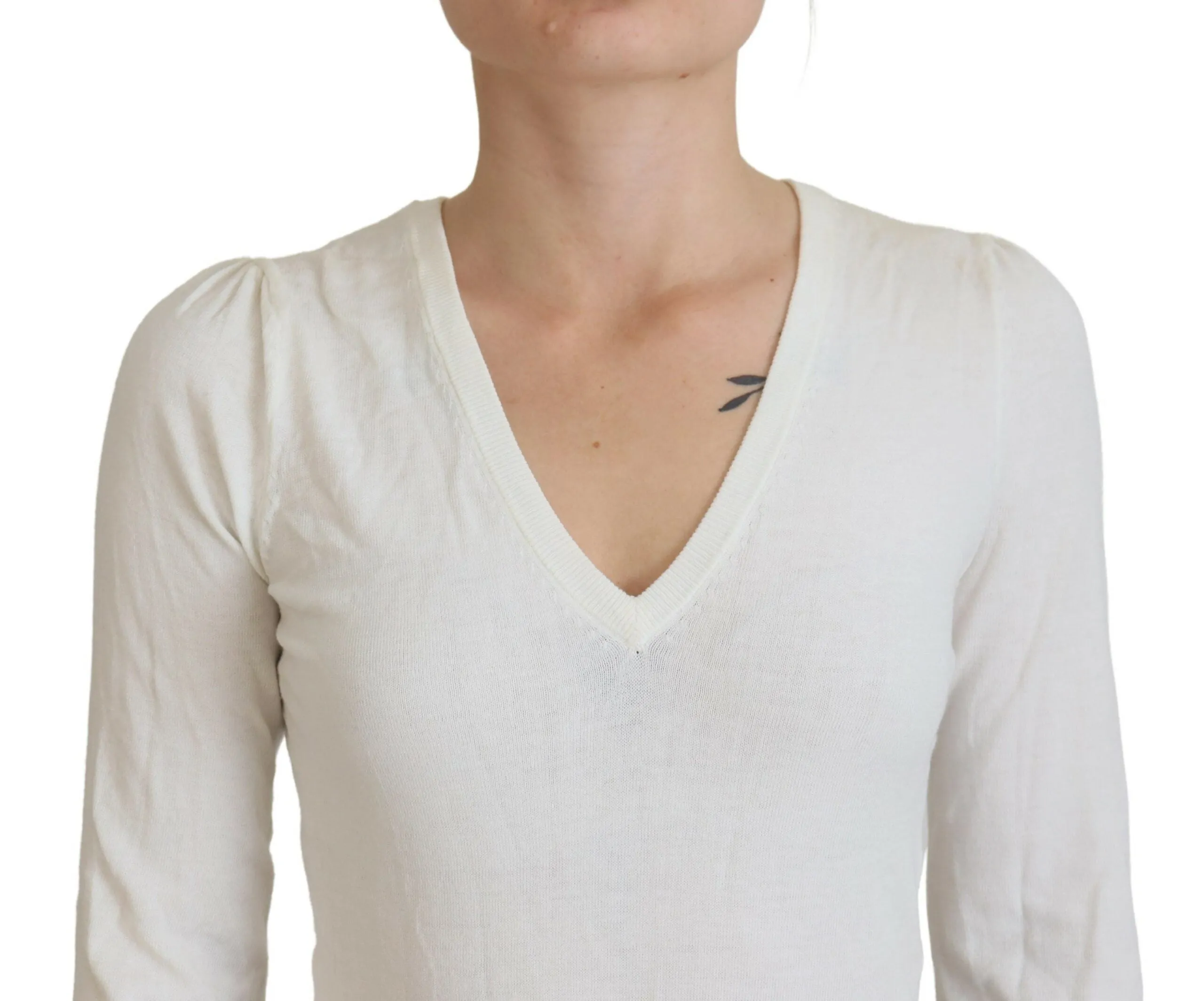 Ivory V-Neck Long Sleeves Women Blouse Top sold by Lord & Taylor product image thumbnail 4