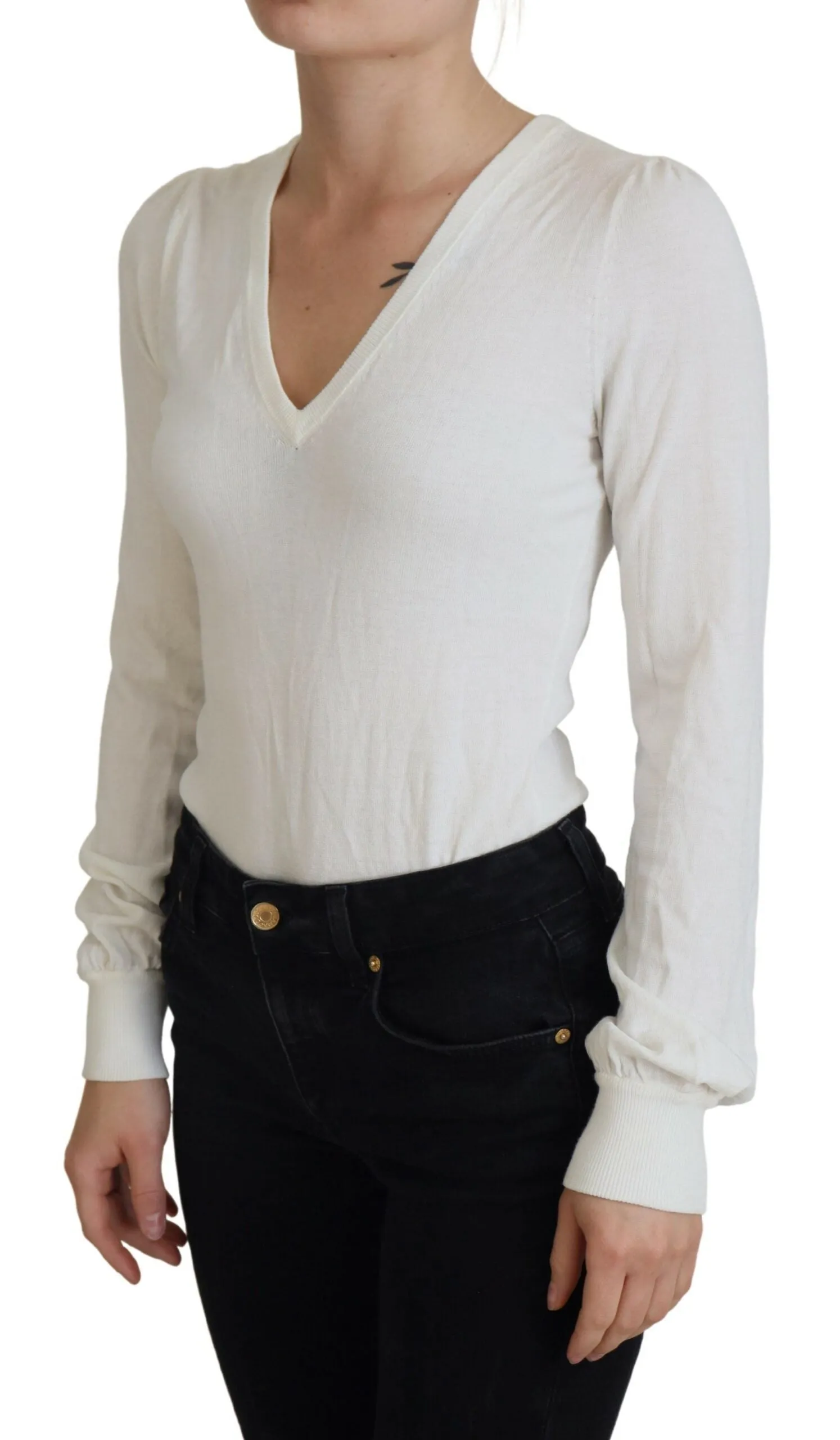 Ivory V-Neck Long Sleeves Women Blouse Top sold by Lord & Taylor product image thumbnail 2
