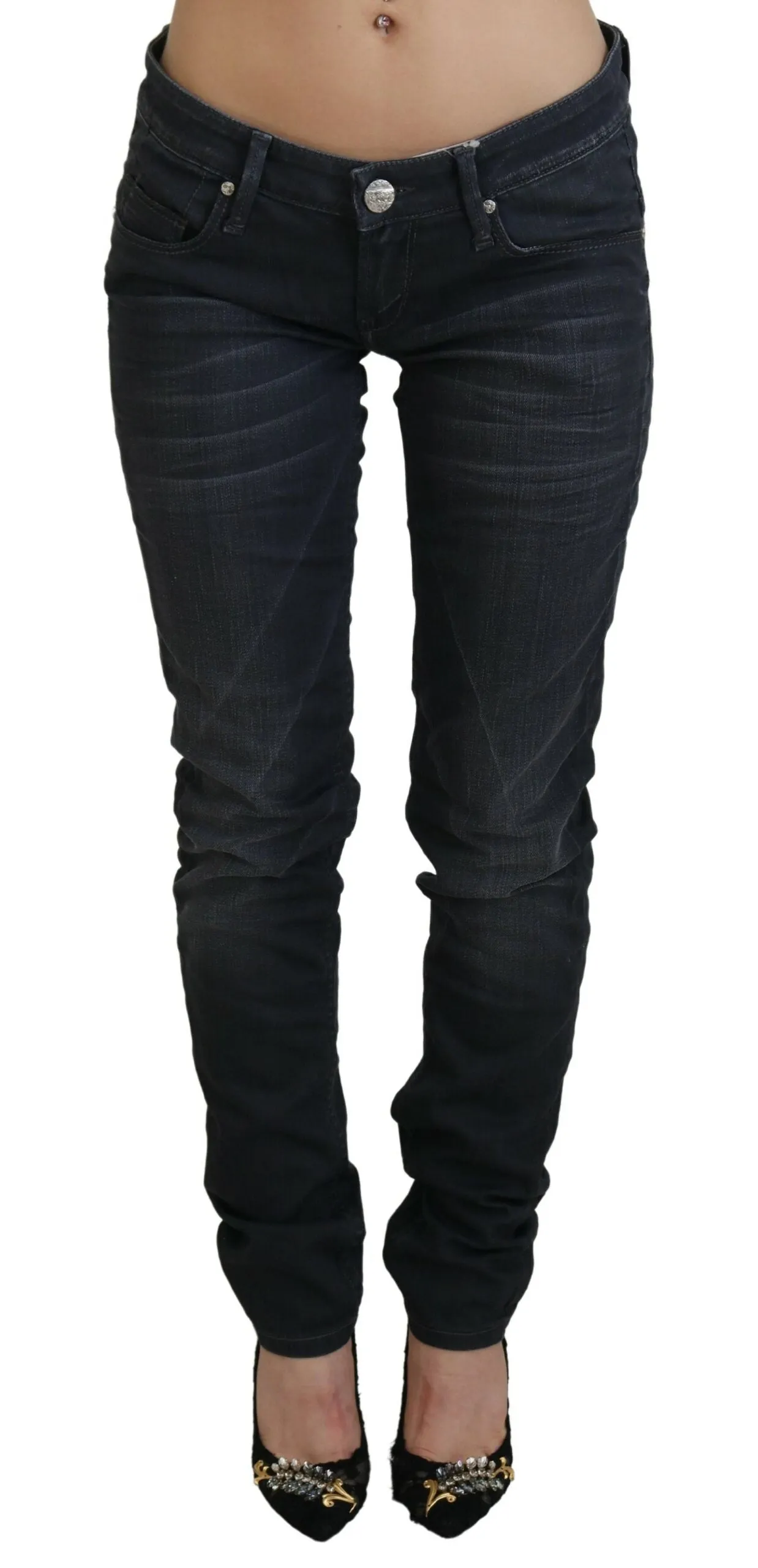 Black Washed Low Waist Slim Fit Cotton Denim Jeans sold by Lord & Taylor