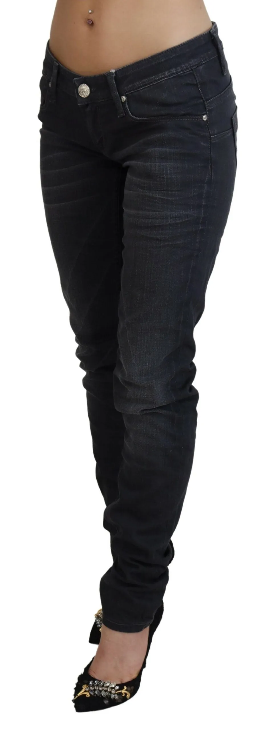 Black Washed Low Waist Slim Fit Cotton Denim Jeans sold by Lord & Taylor product image thumbnail 2
