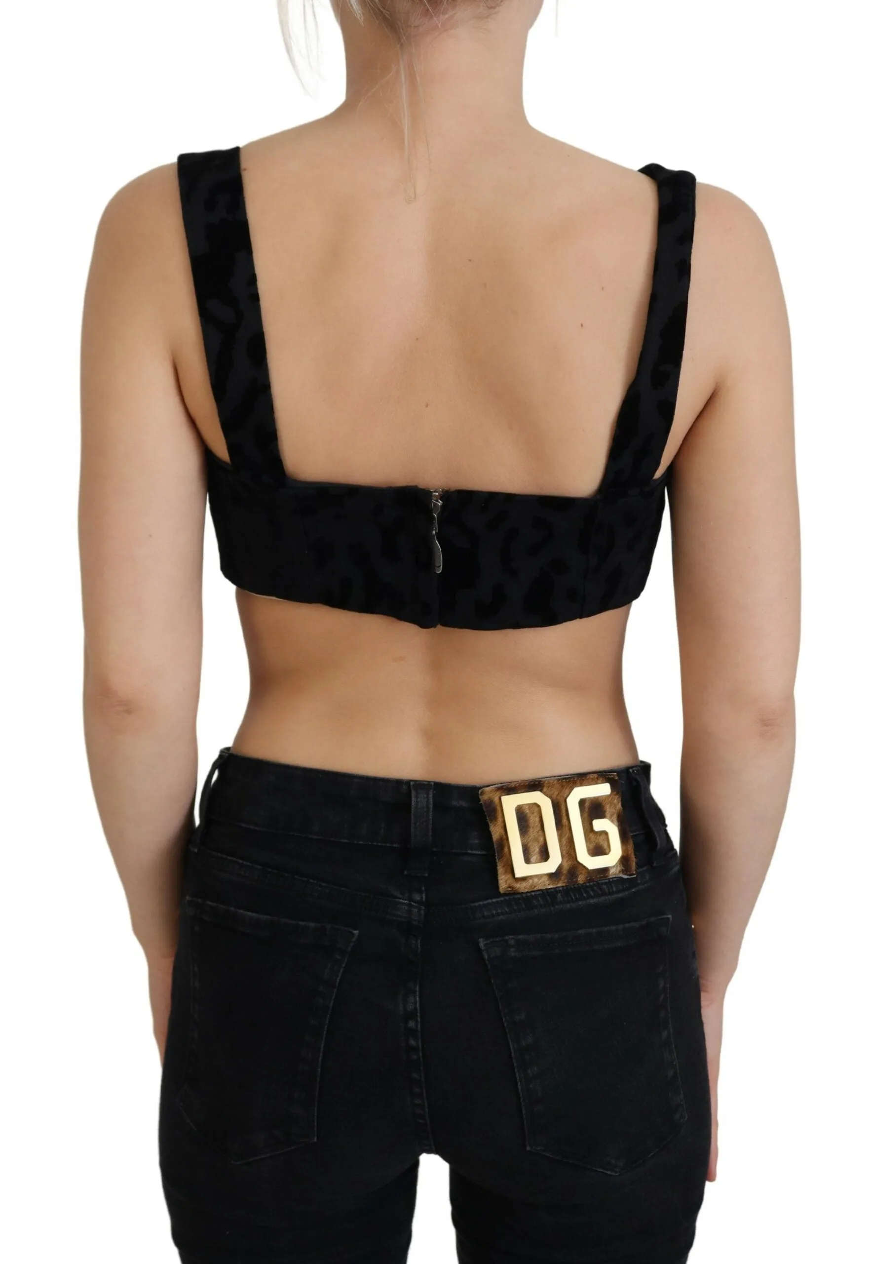 Black Leopard Cropped Bustier Corset Bra Top sold by Lord & Taylor product image thumbnail 3