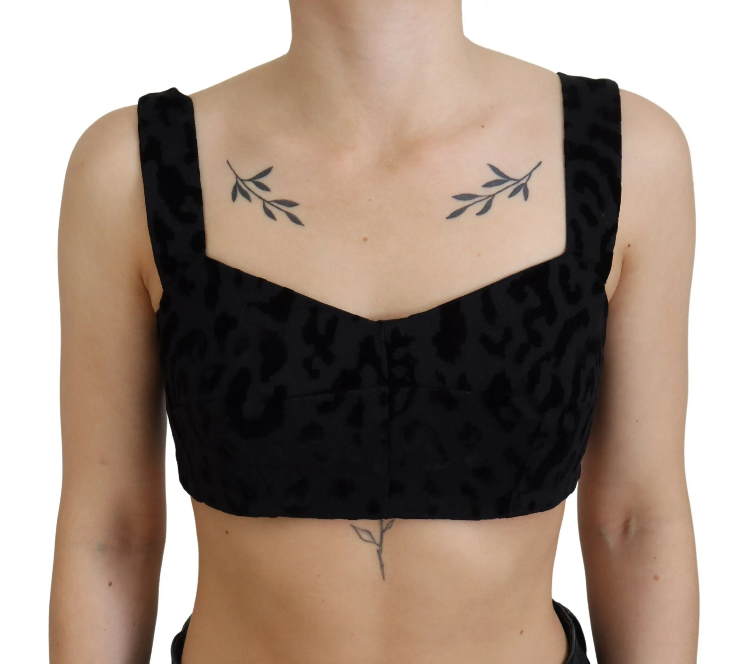 Black Leopard Cropped Bustier Corset Bra Top sold by Lord & Taylor product image thumbnail 4