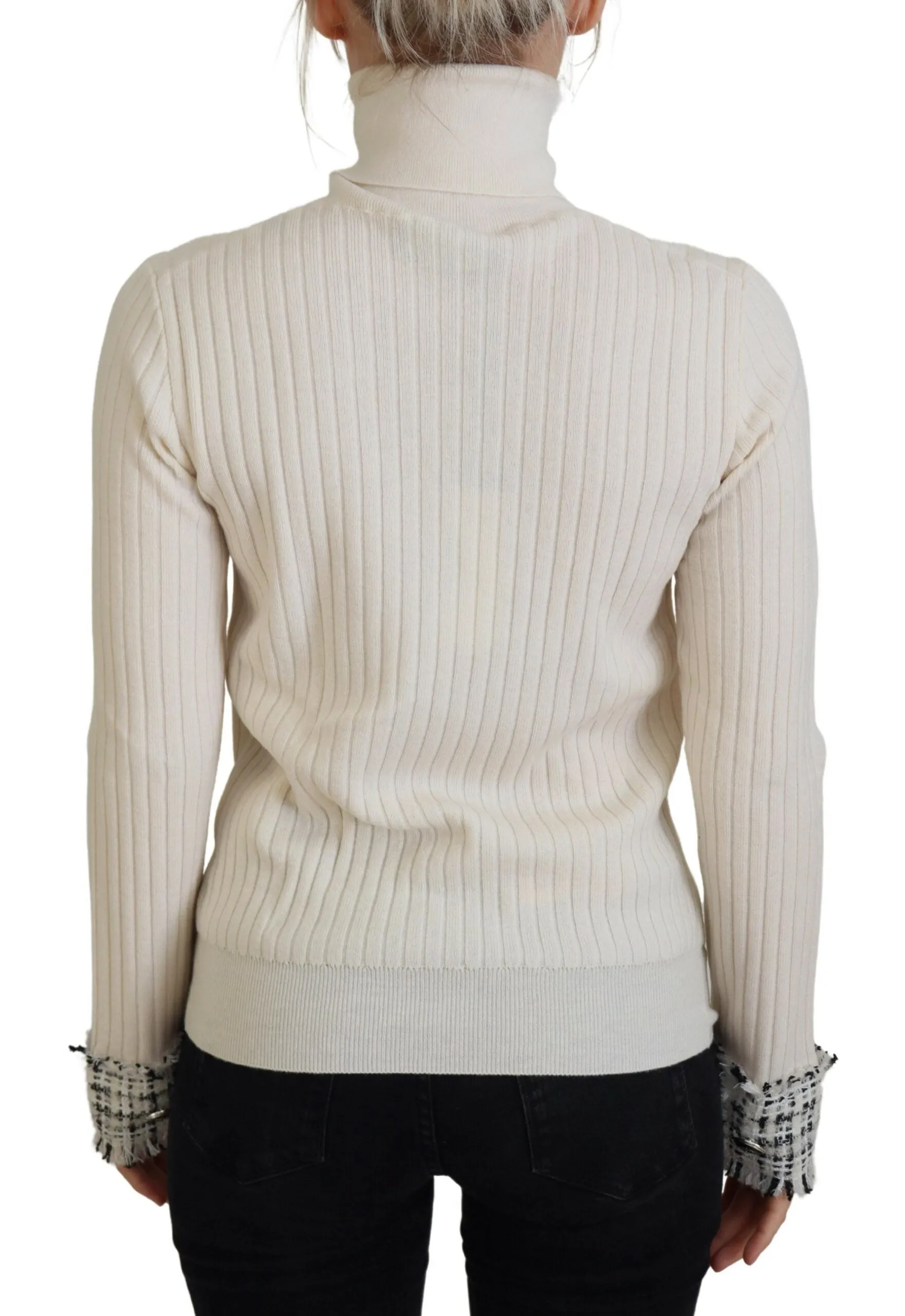 Ivory Turtleneck Distressed Cuff Pullover Sweater sold by Lord & Taylor product image thumbnail 3