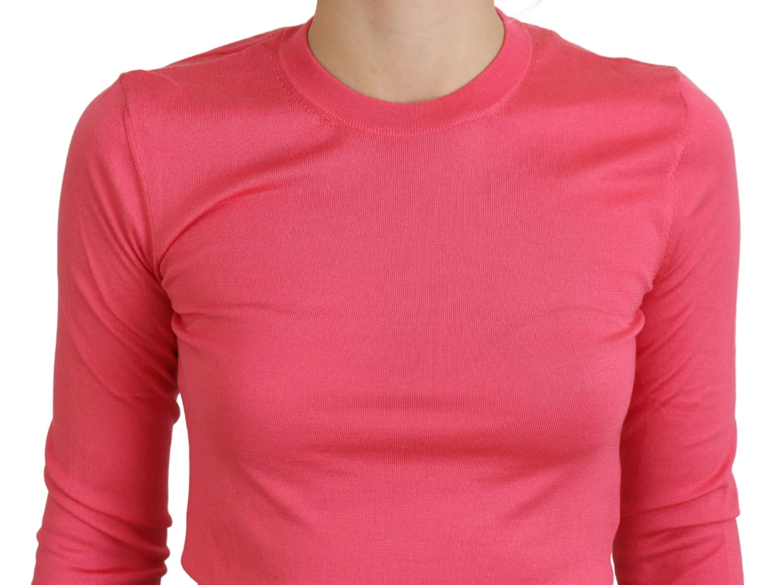 Pink Silk Cropped Crewneck Pullover Sweater sold by Lord & Taylor product image thumbnail 4