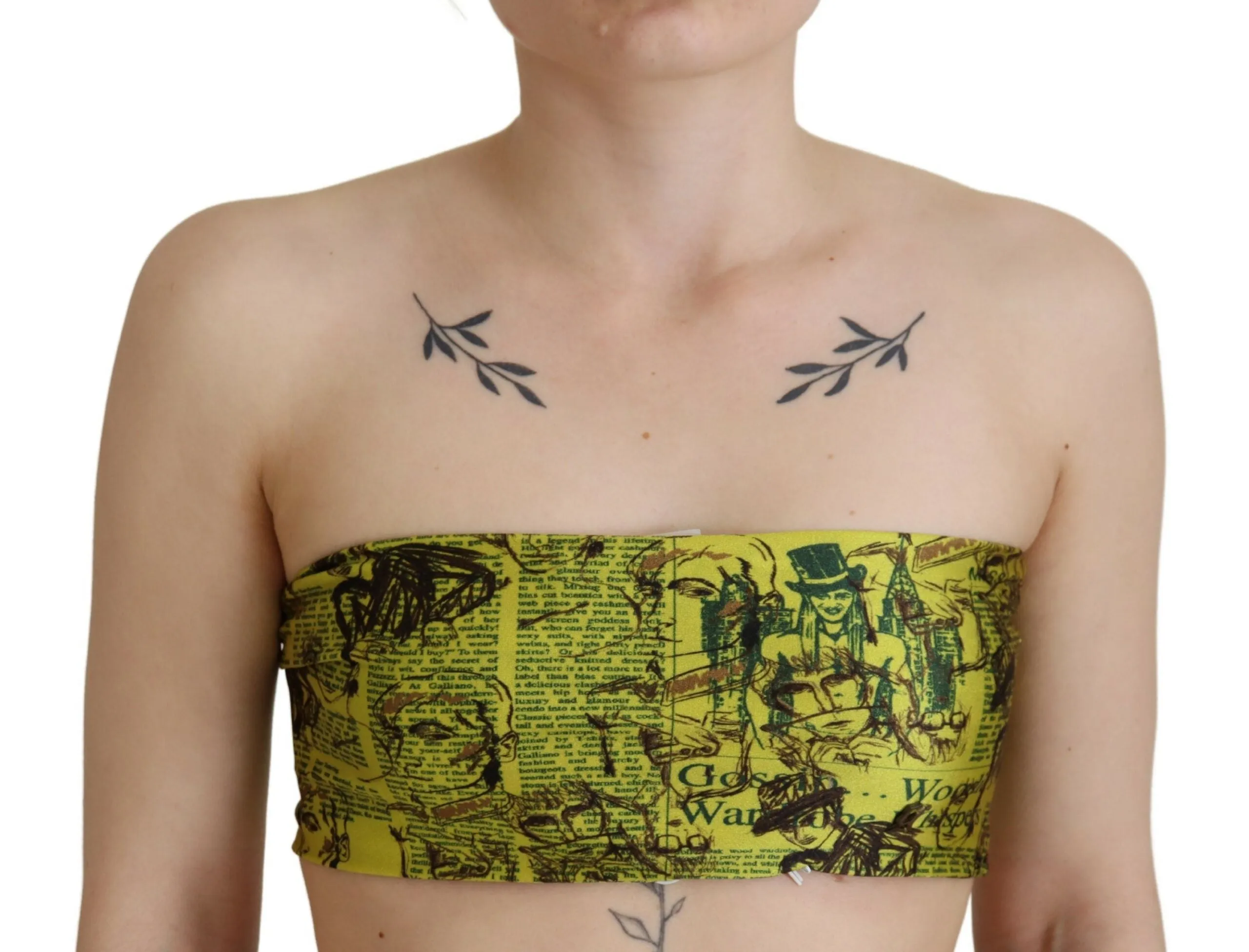 Yellow Graphic Print Nylon Strapless Cropped Top sold by Lord & Taylor product image thumbnail 4