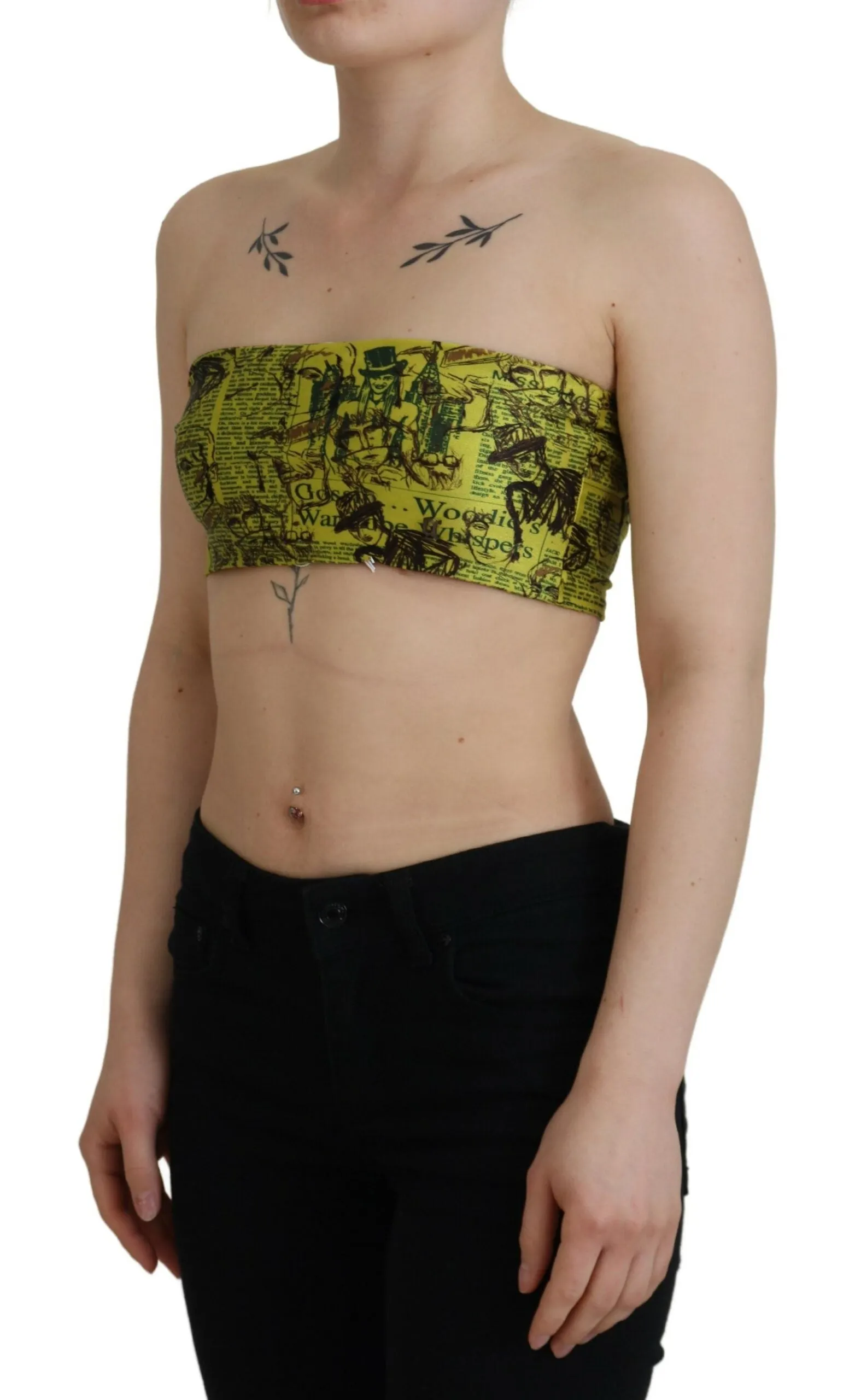 Yellow Graphic Print Nylon Strapless Cropped Top sold by Lord & Taylor product image thumbnail 2