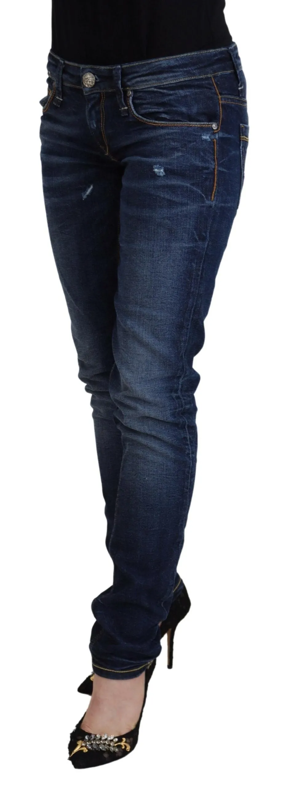 Blue Washed Cotton Low Waist Women Casual Jeans sold by Lord & Taylor product image thumbnail 2