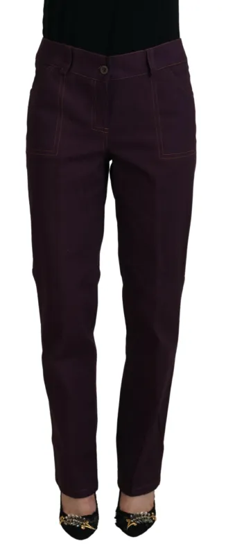Purple Cotton Mid Waist Women Tapered Pants sold by Lord & Taylor