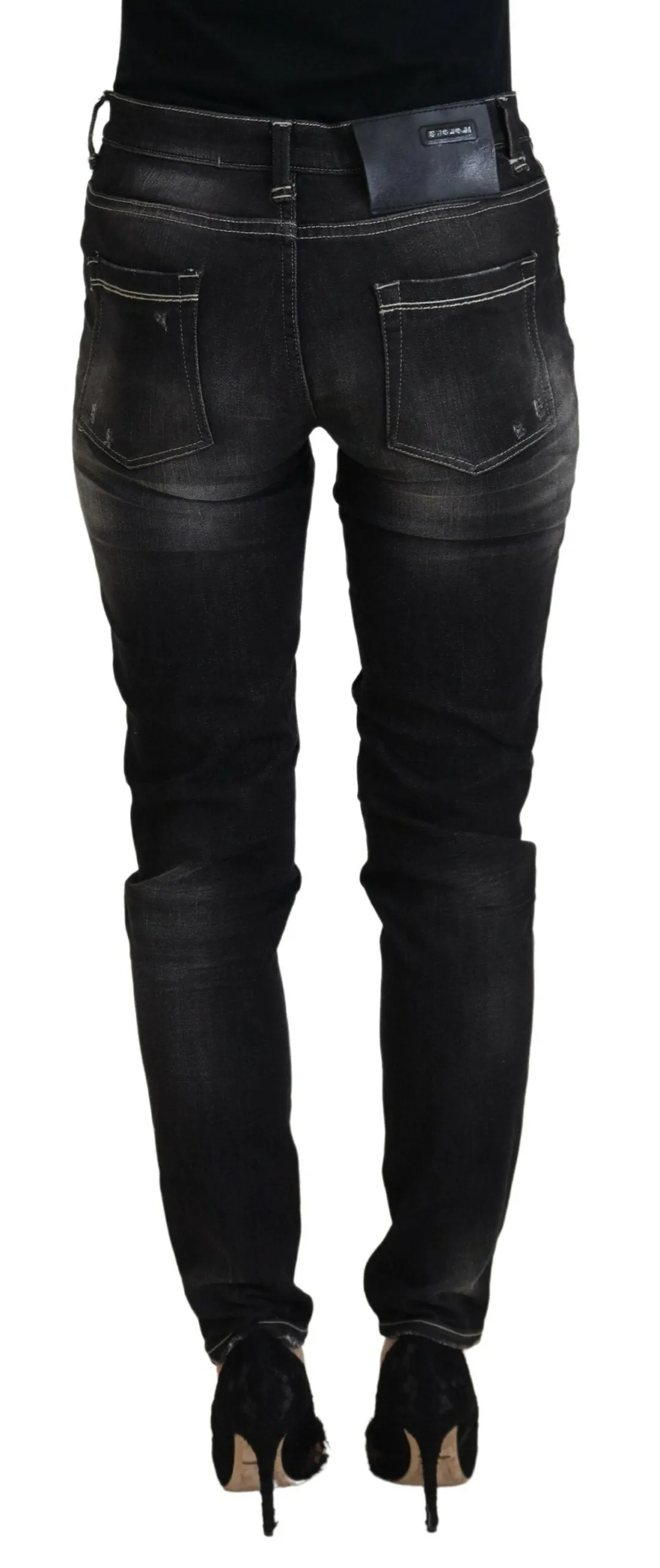 Black Washed Mid Waist Tapered Women Casual Denim Jeans sold by Lord & Taylor product image thumbnail 3