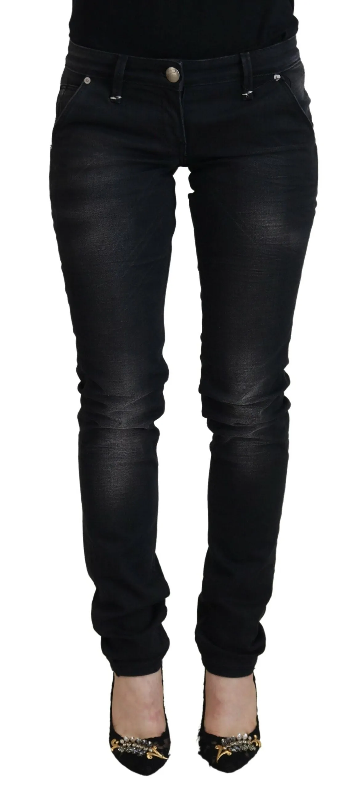 Black Washed Cotton Skinny Women Casual Denim Jeans sold by Lord & Taylor