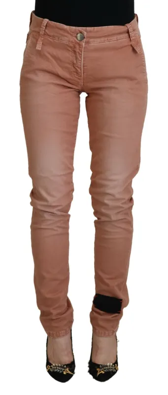 Pink Mid Waist Slim Fit Women Casual Pants made by Lord & Taylor