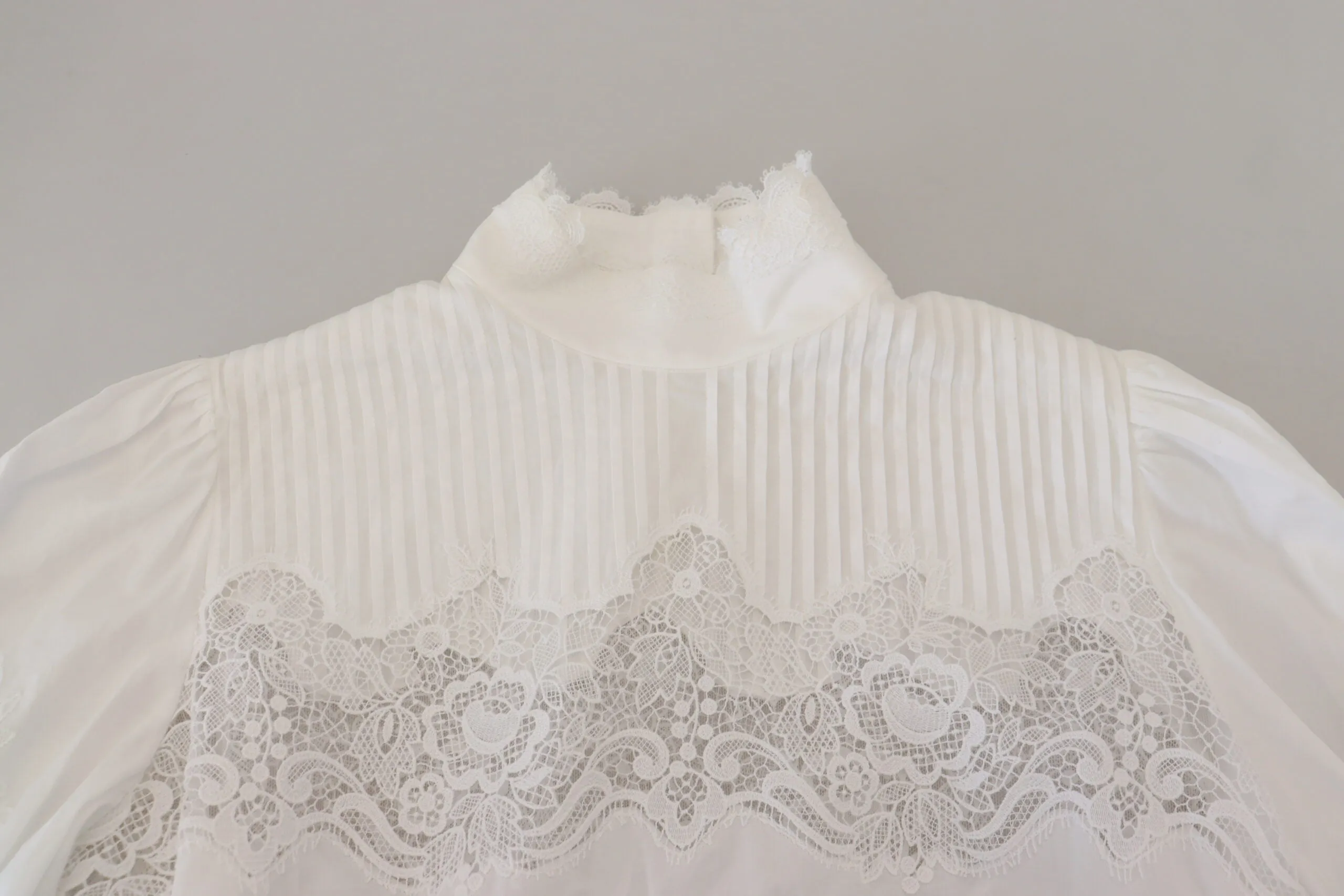 White Cotton Lace Trim Turtle Neck Blouse Top sold by Lord & Taylor product image thumbnail 5